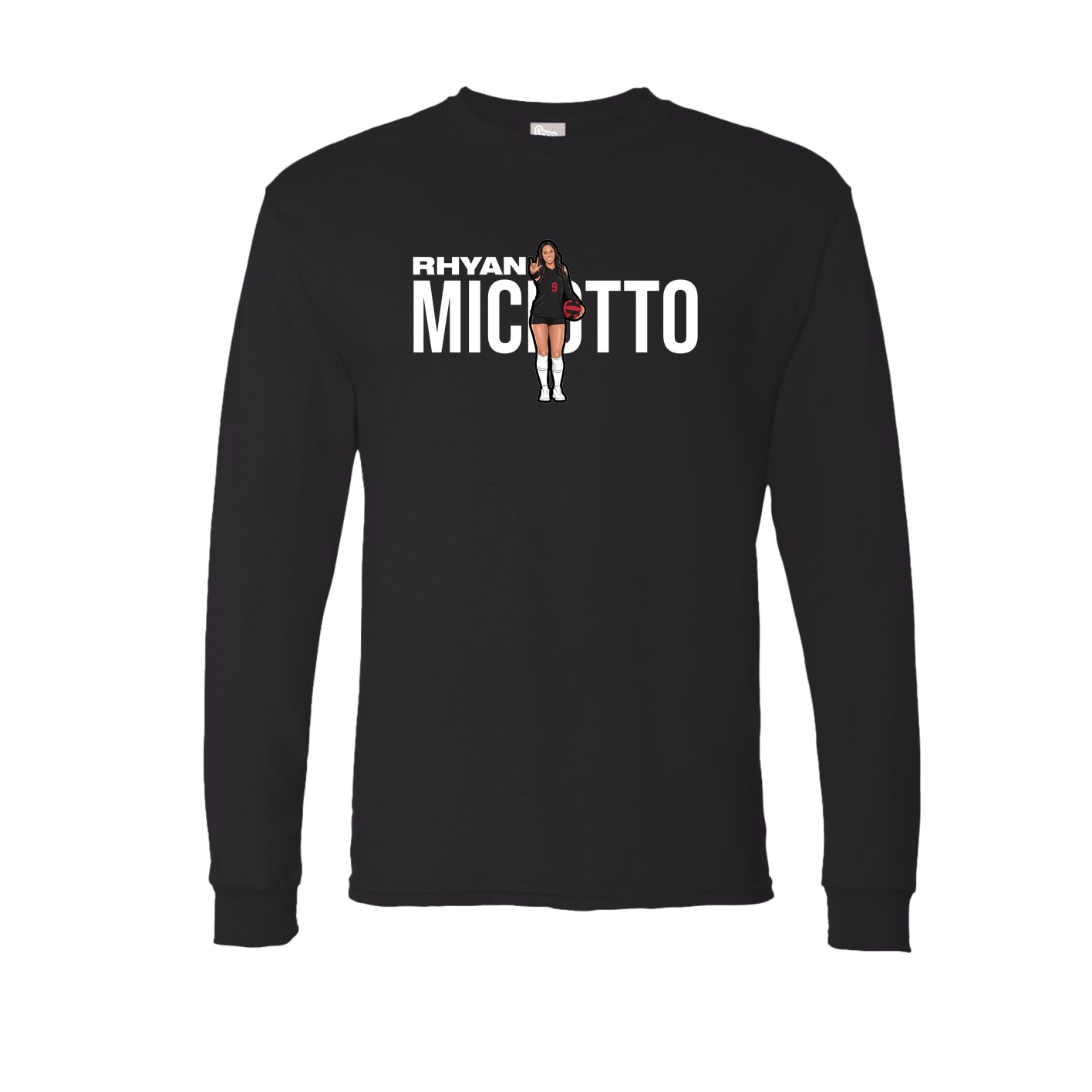 Long Sleeve Tee — Player Name in Black
