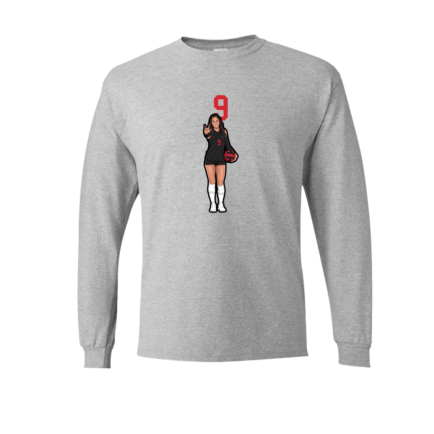 Long Sleeve Tee — Number Top in Grey