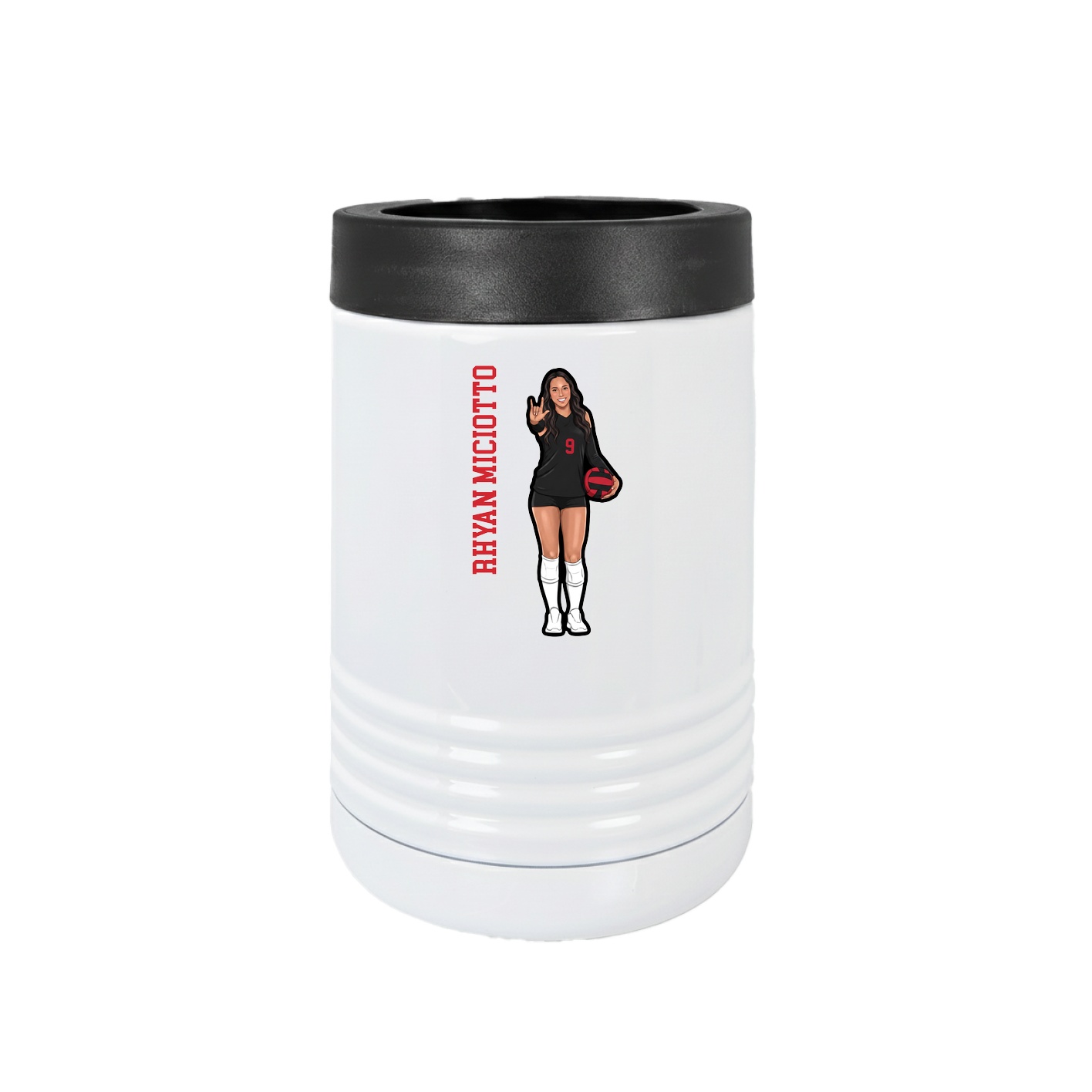 Beverage Holder — Name Vertical in White