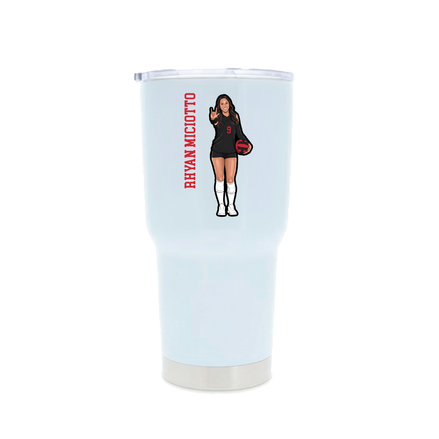 30oz Stainless Steel Tumbler — Name Vertical in White