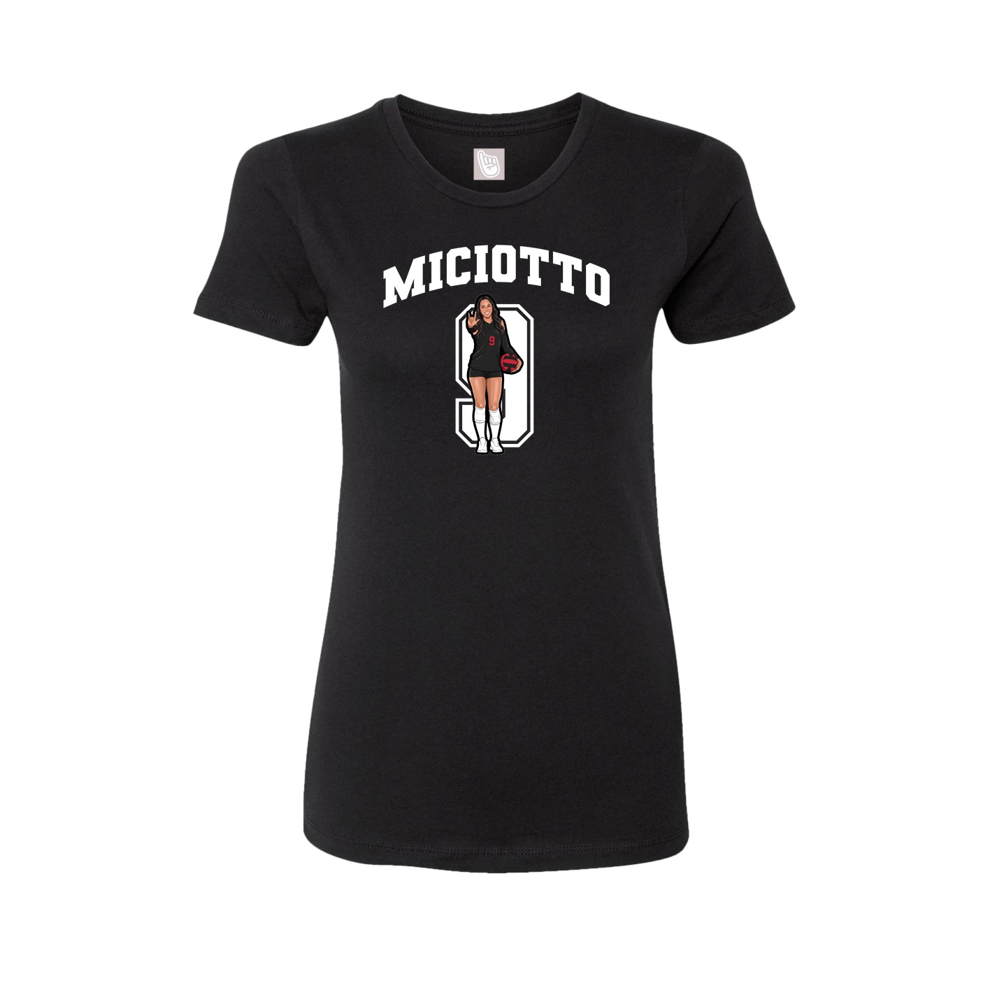 Fitted Women's Tee — Number in Black