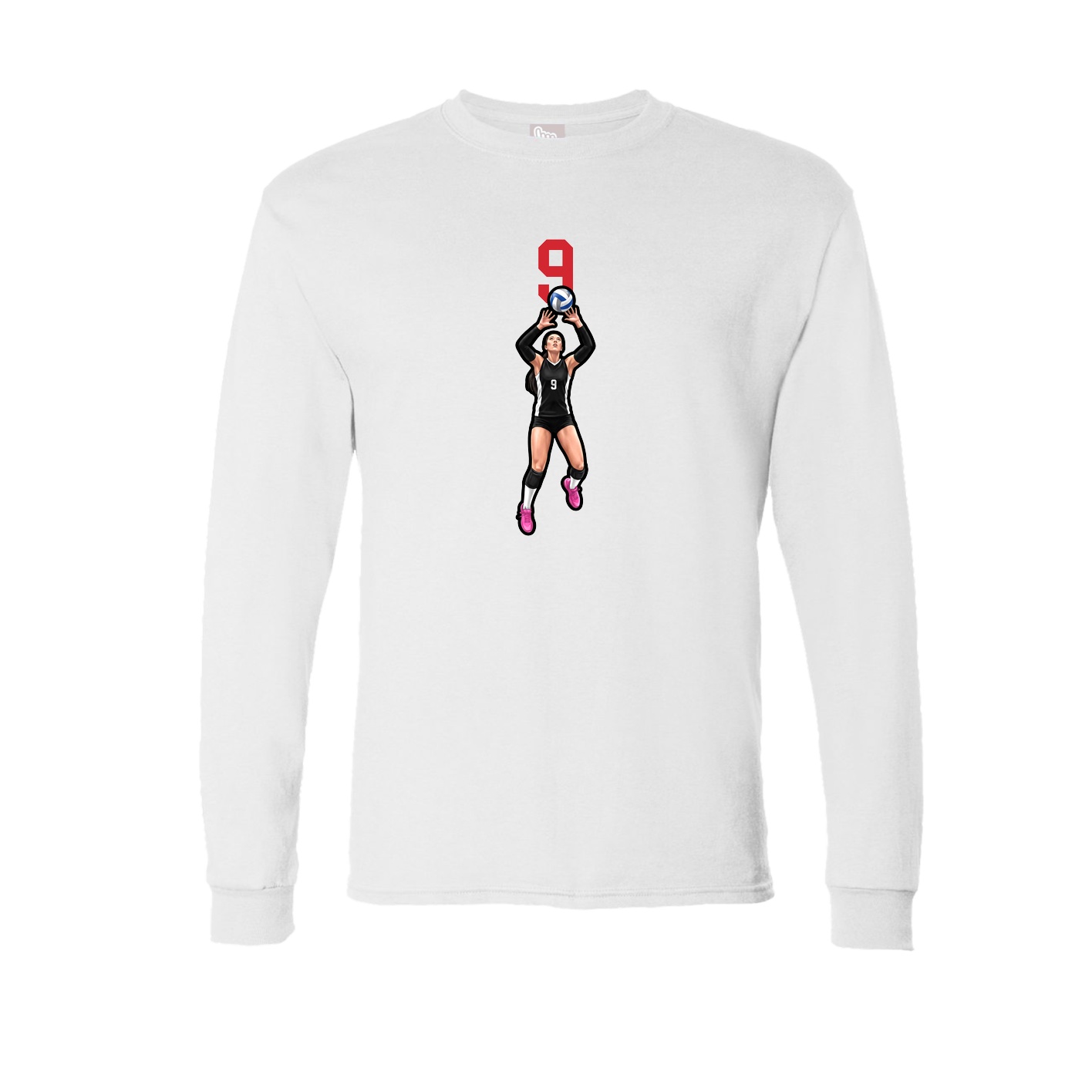 Long Sleeve Tee — Number Top in White