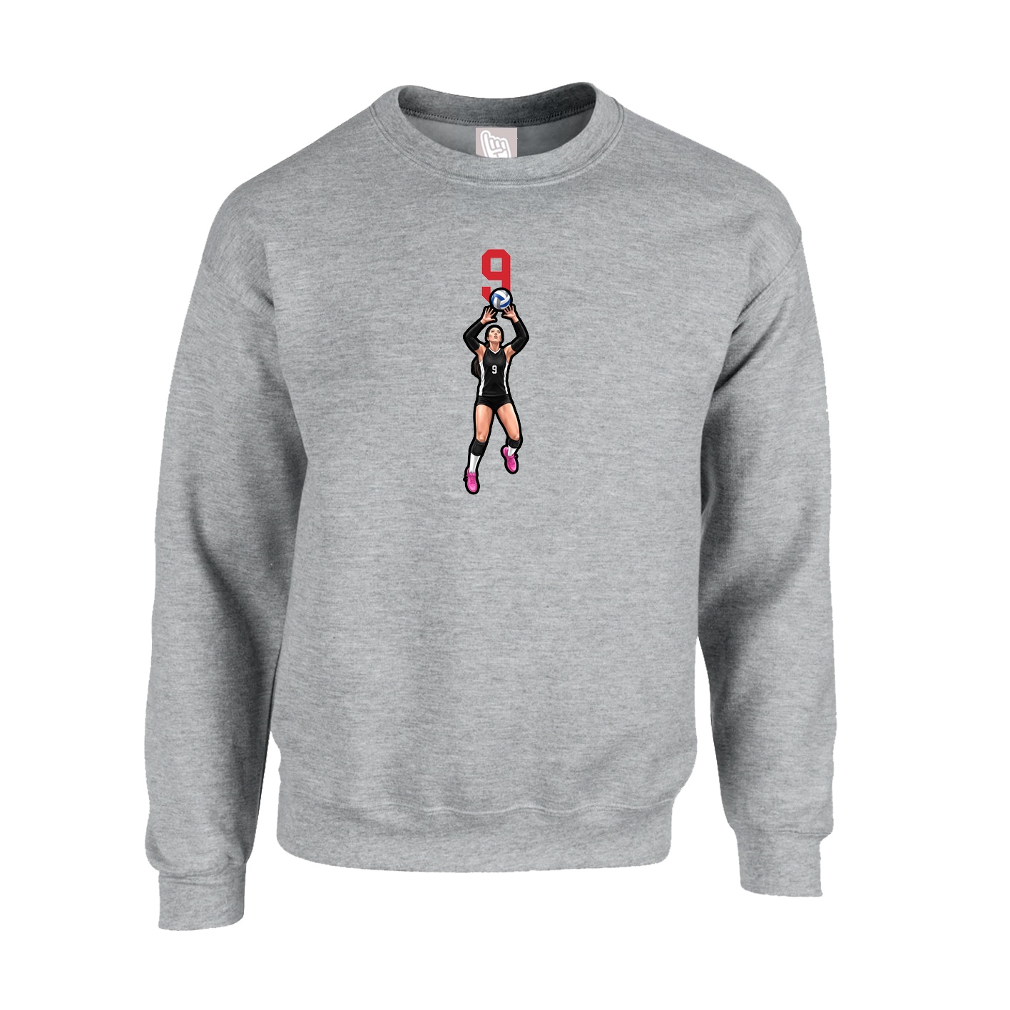 Fleece Crew — Number Top in Grey