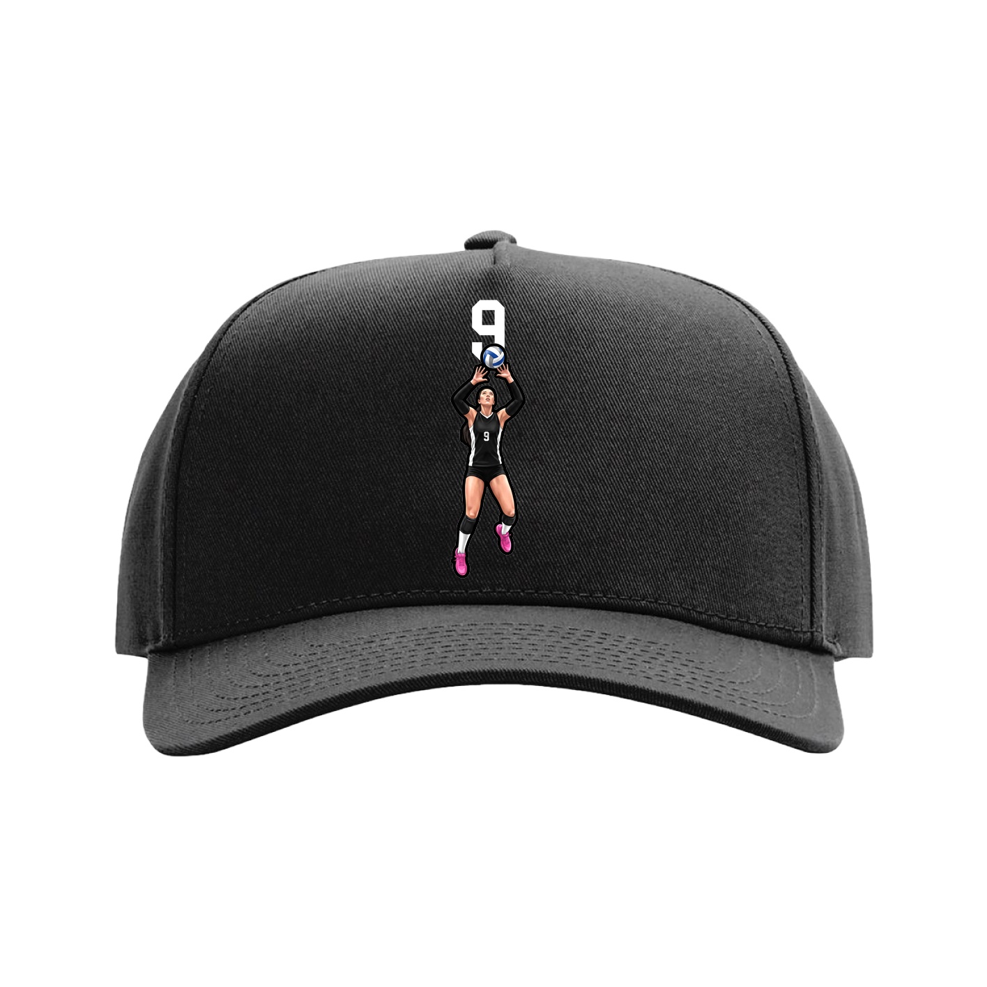Full Fabric Five-Panel Champ Cap — Number Top in Black