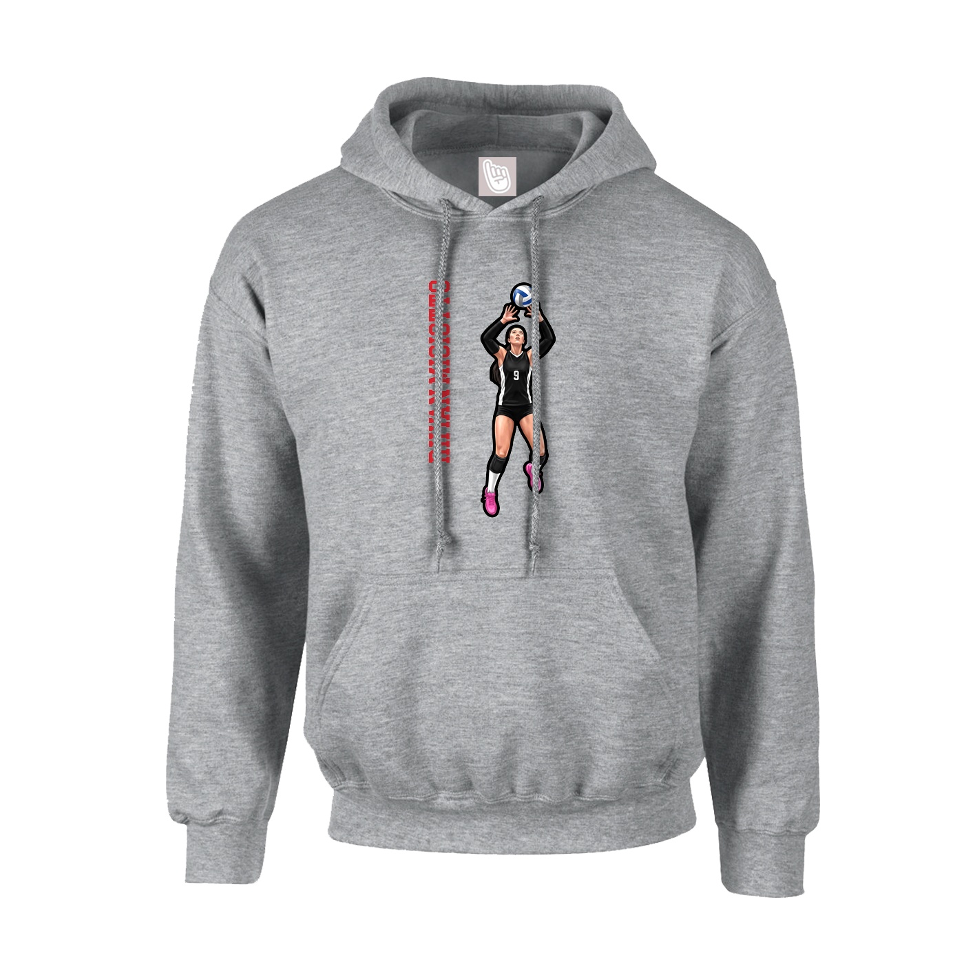 Hoodie — Name Vertical in Grey