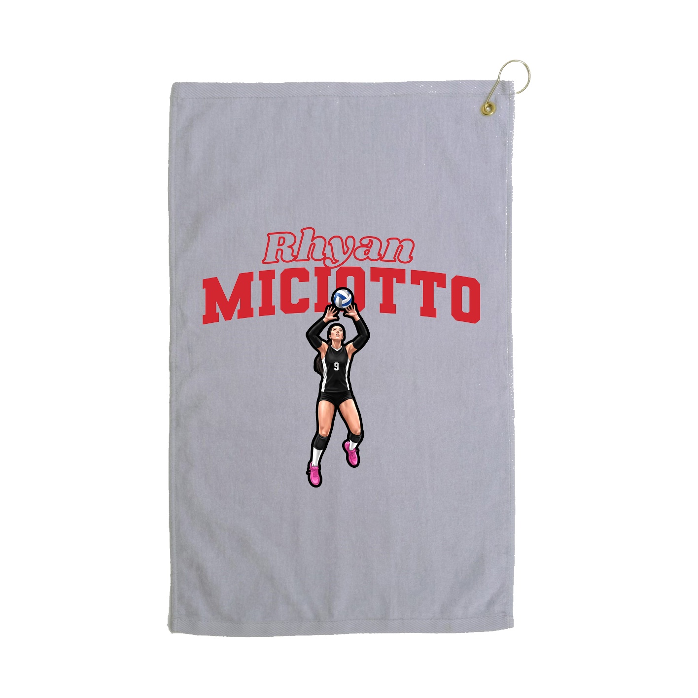 Golf Towel — Name Arch in Grey