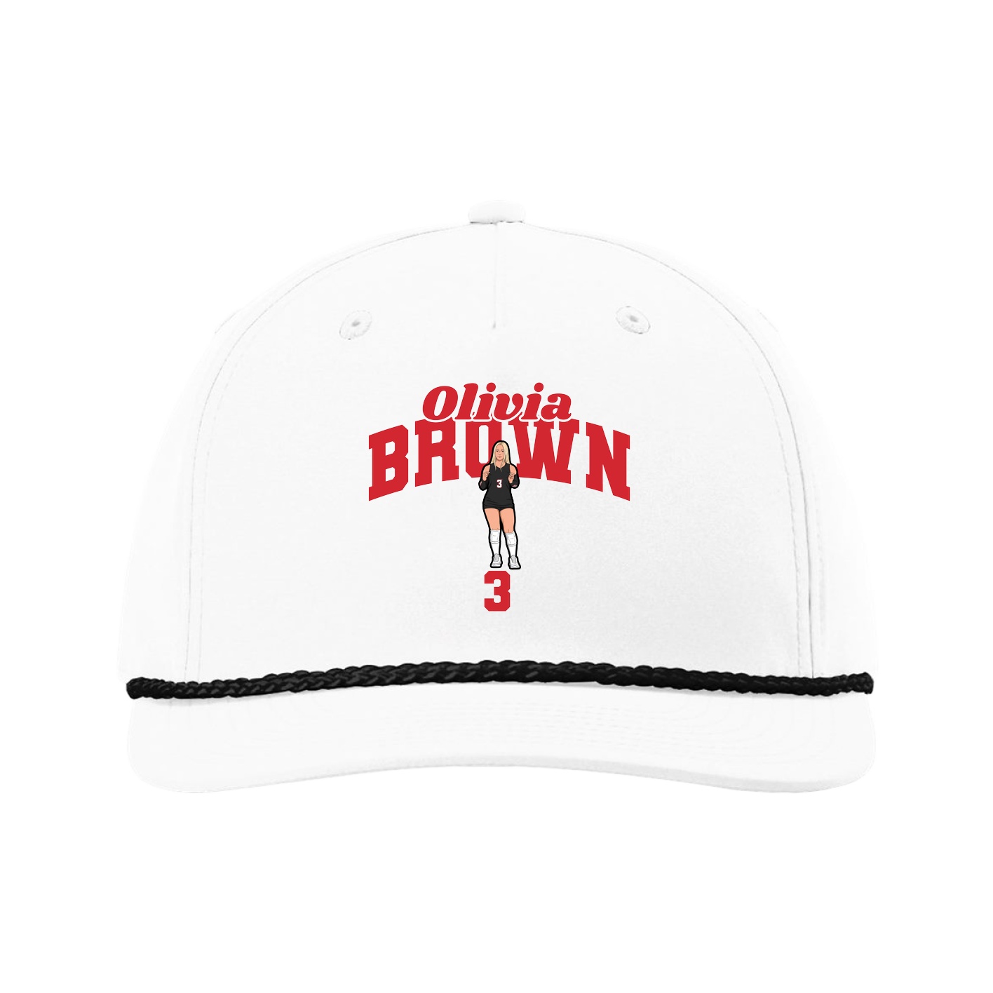 Five-Panel Classic Rope Cap — Signature Arch in White