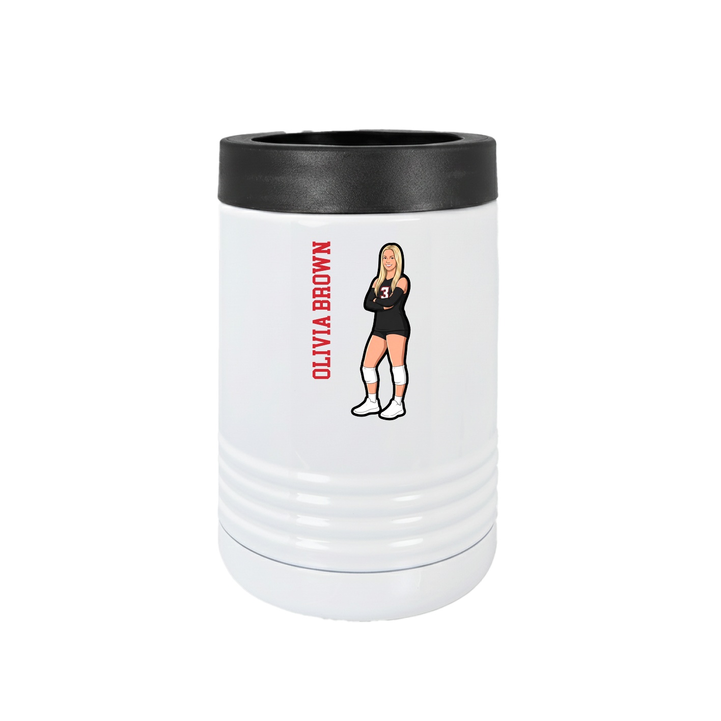 Beverage Holder — Name Vertical in White