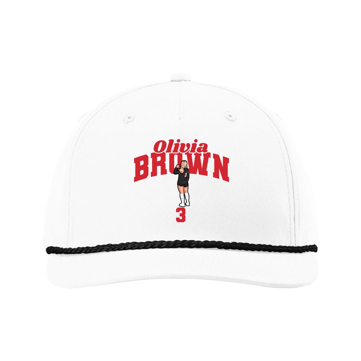 Five-Panel Classic Rope Cap — Signature Arch in White