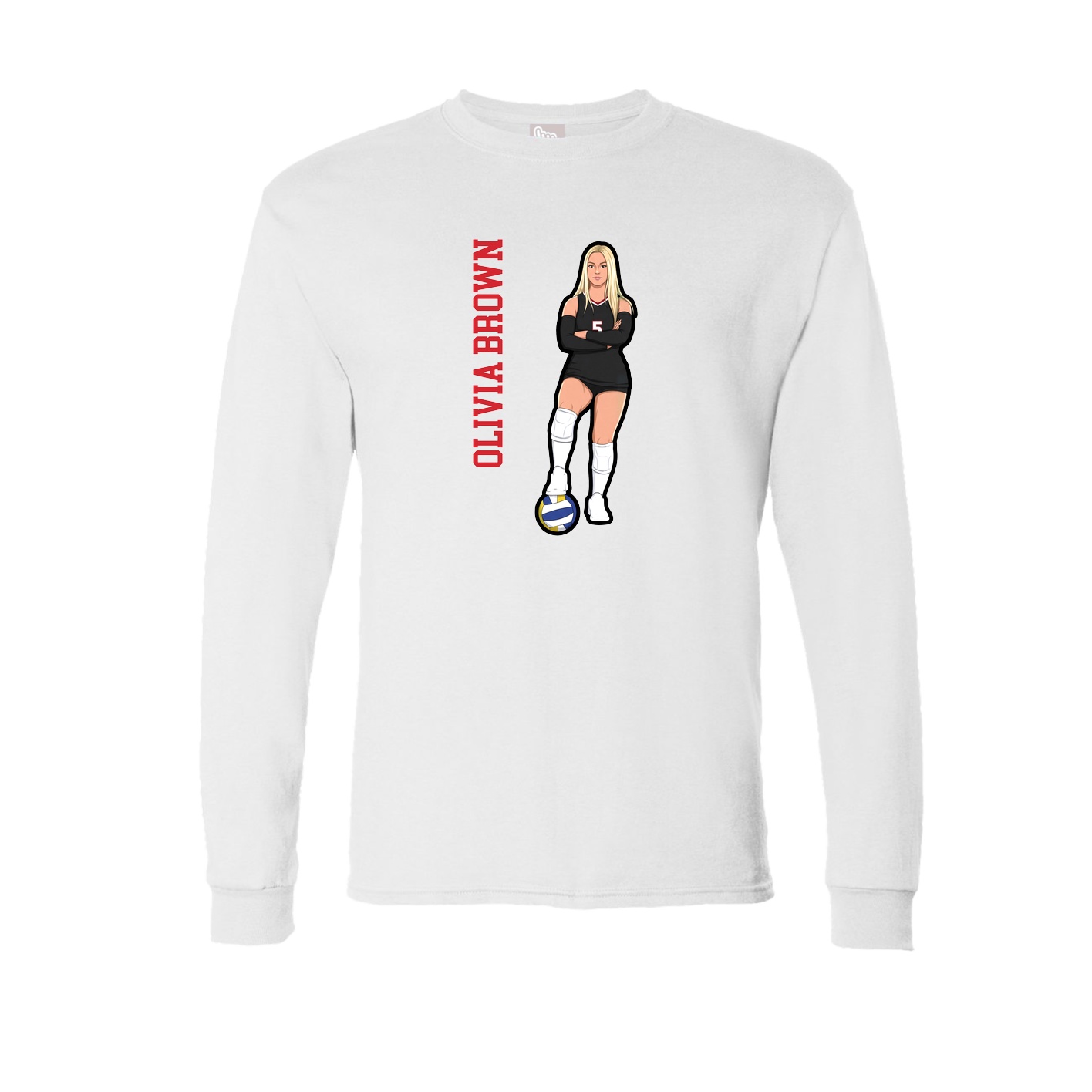 Long Sleeve Tee — Name Vertical in White