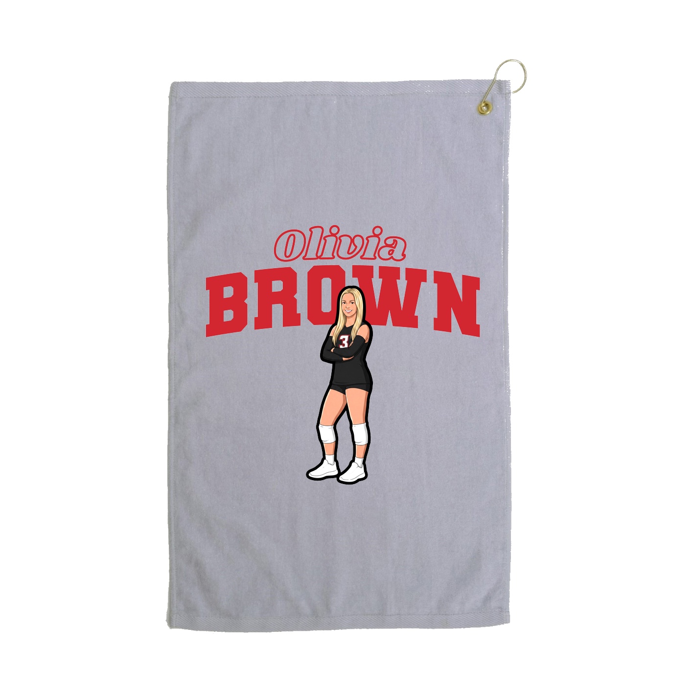Golf Towel — Name Arch in Grey