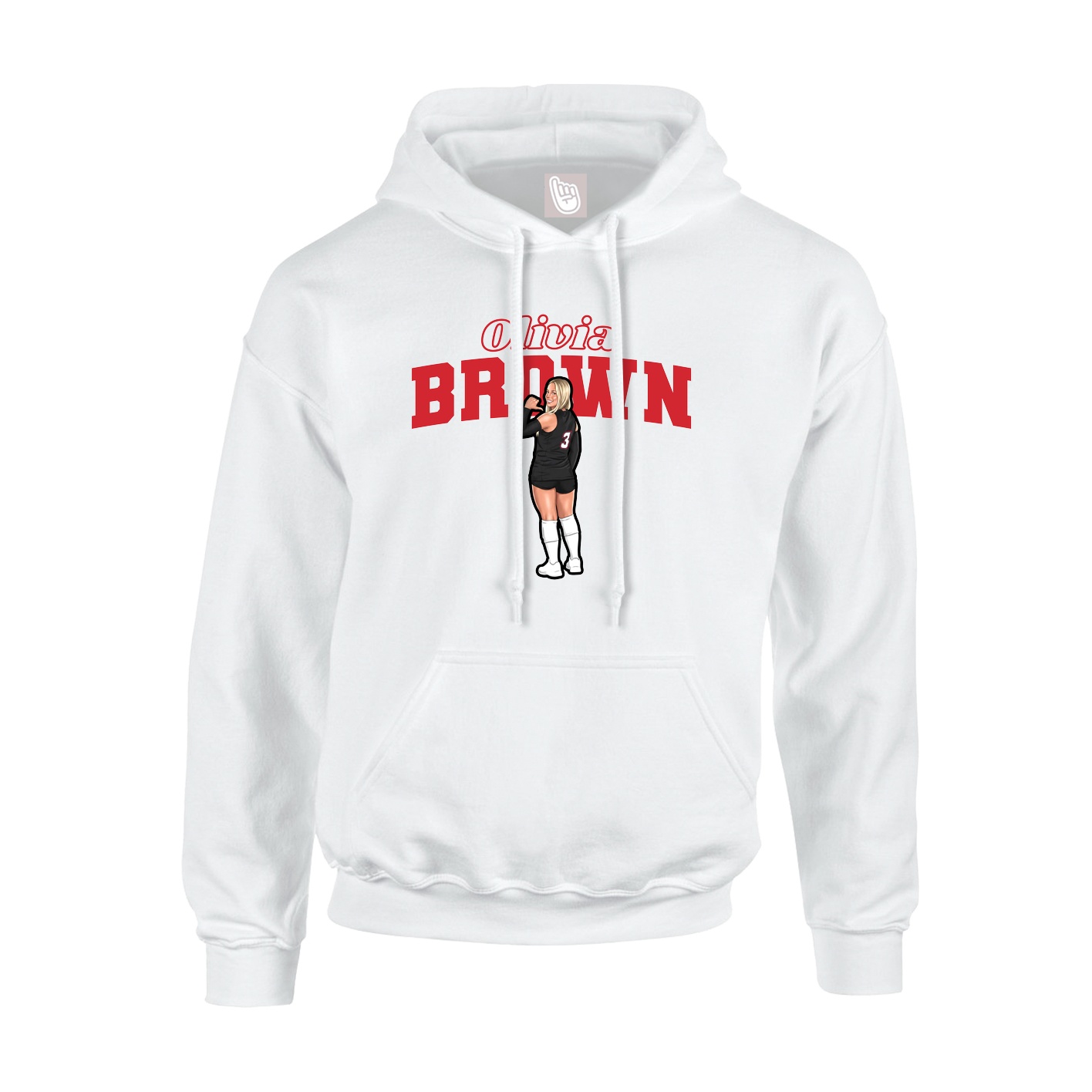 Youth Hoodie — Name Arch in White