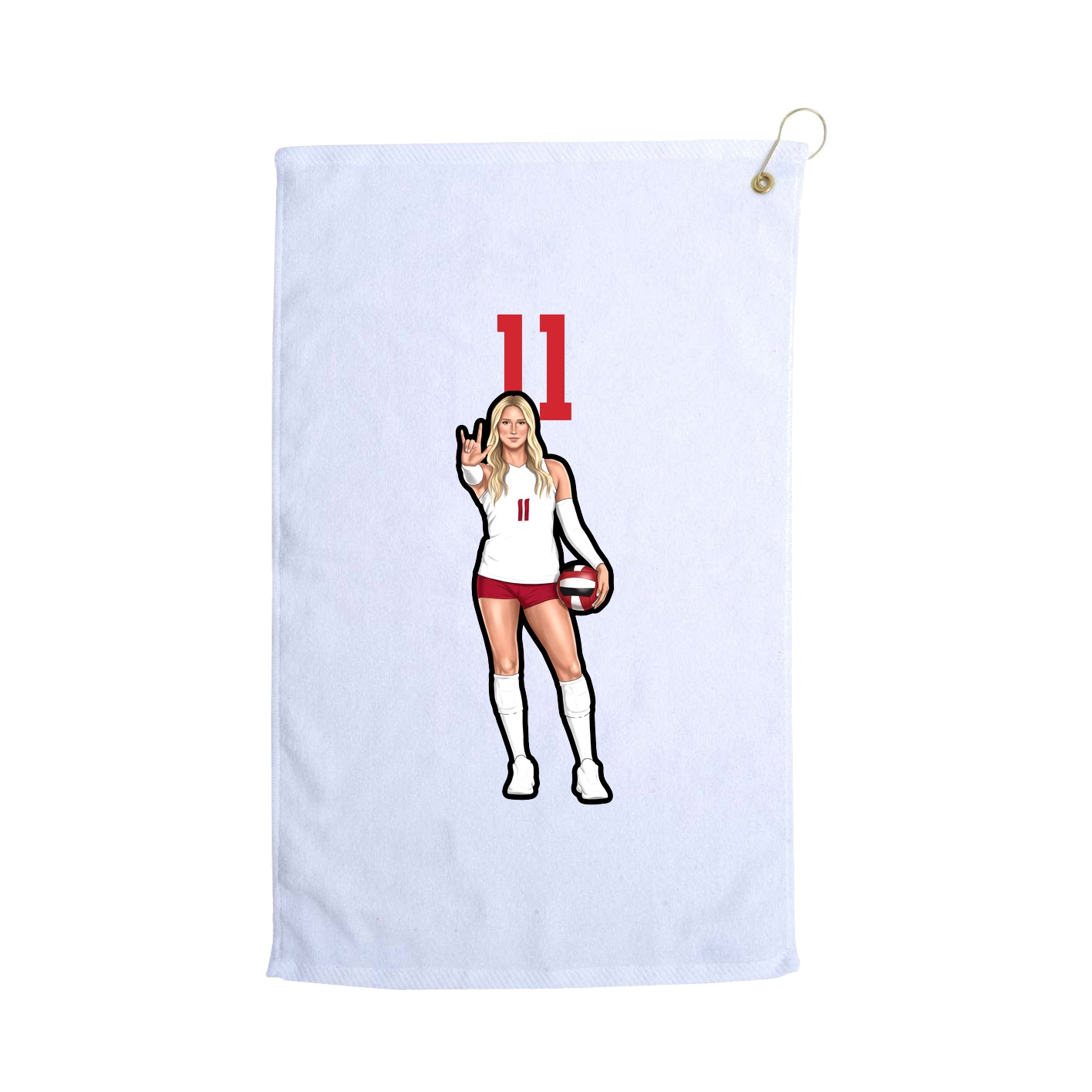 Golf Towel — Number Top in White