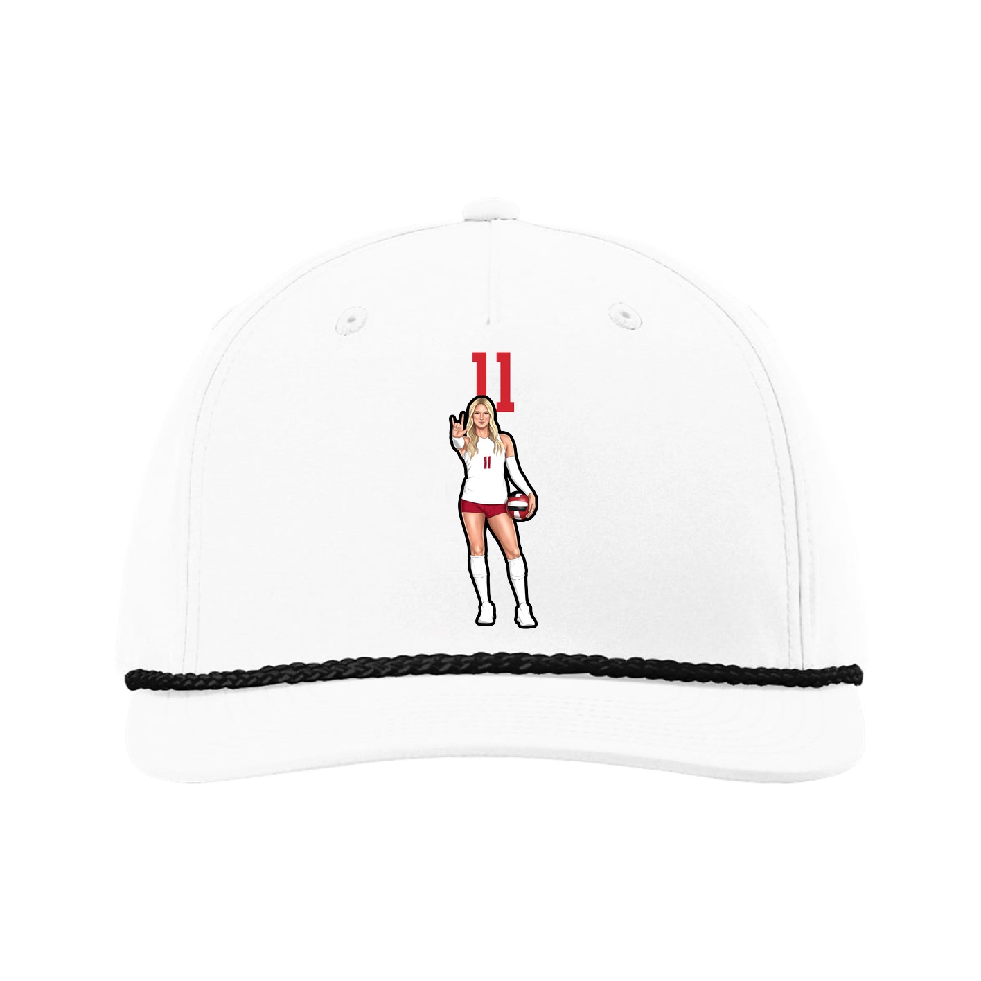 Five-Panel Classic Rope Cap — Number Top in White