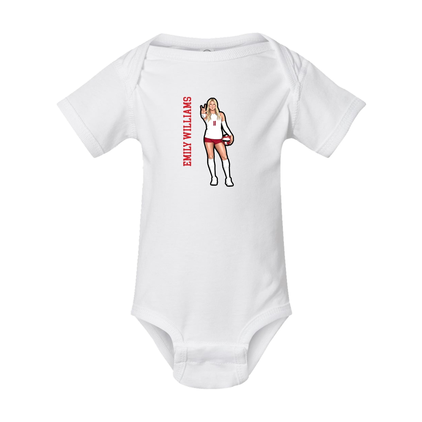 Baby Onesie — Name Vertical in White