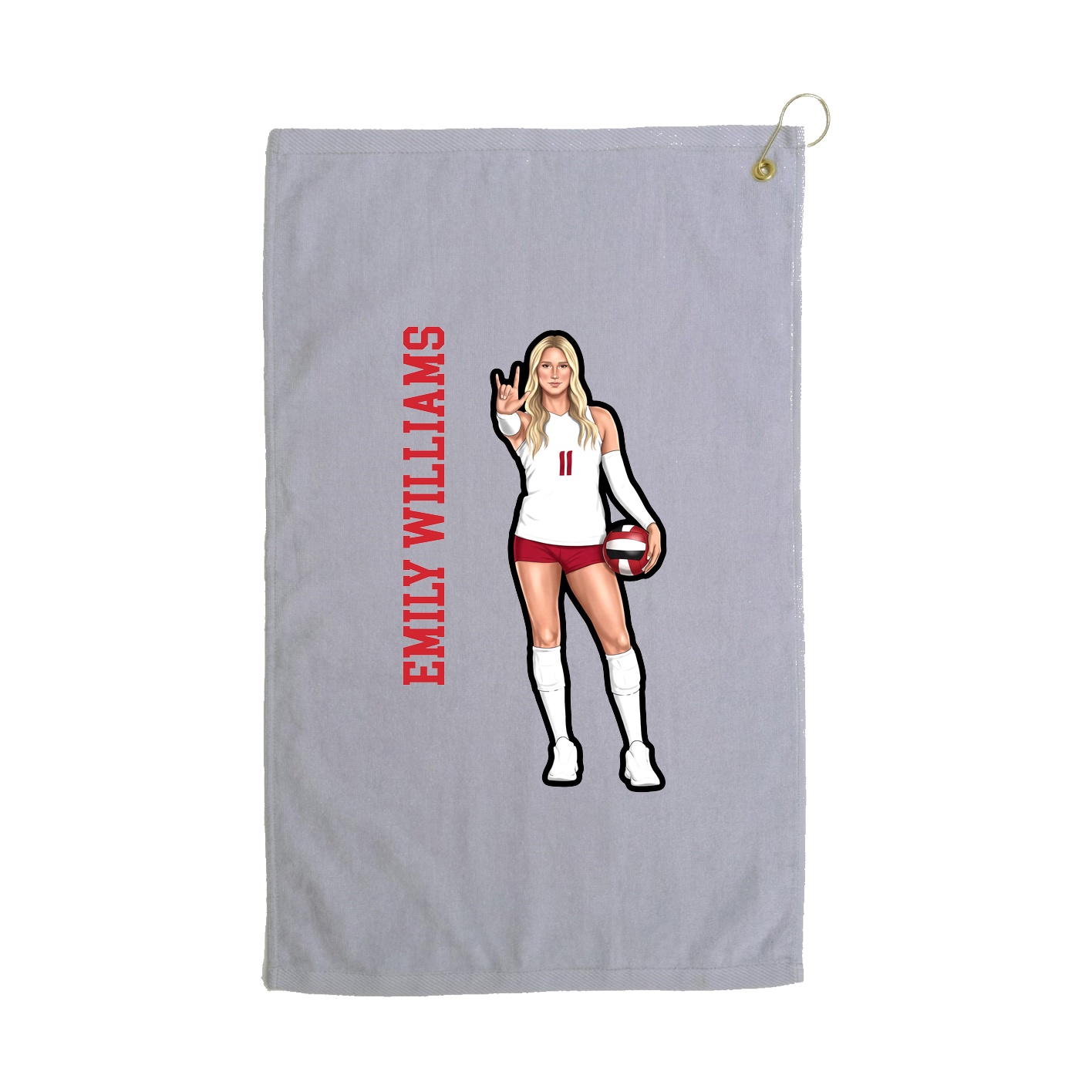Golf Towel — Name Vertical in Grey