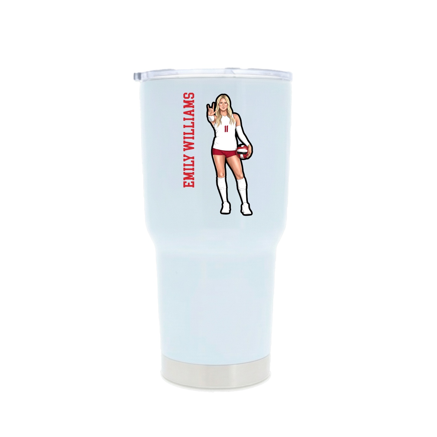 30oz Stainless Steel Tumbler — Name Vertical in White