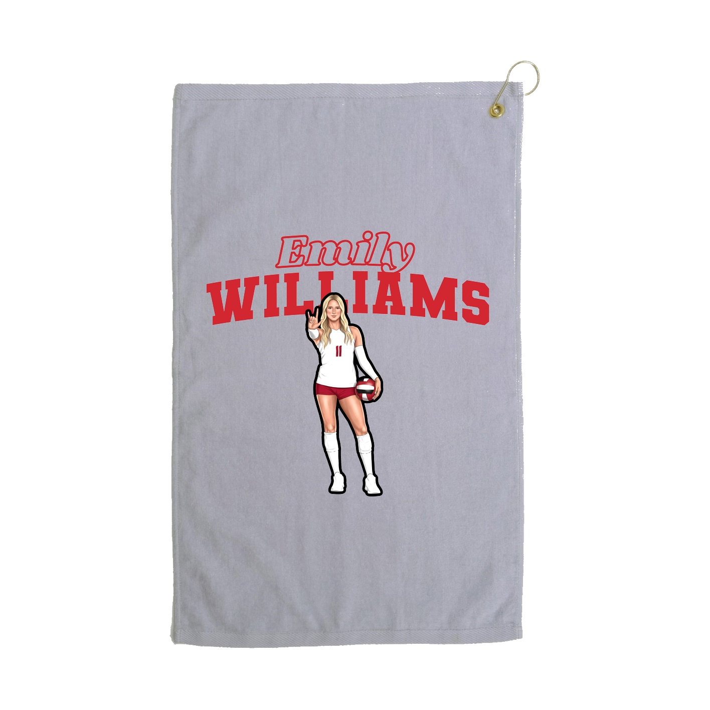 Golf Towel — Name Arch in Grey