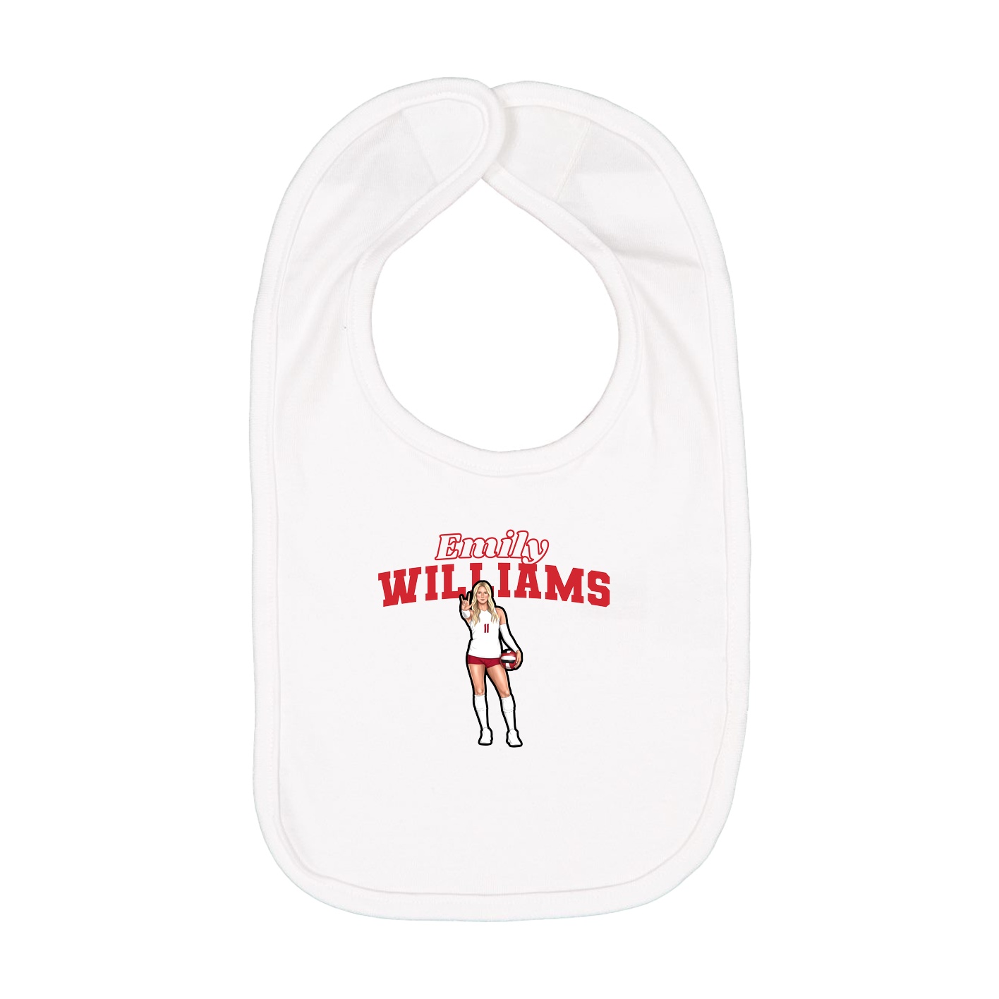 Infant Bib — Name Arch in White