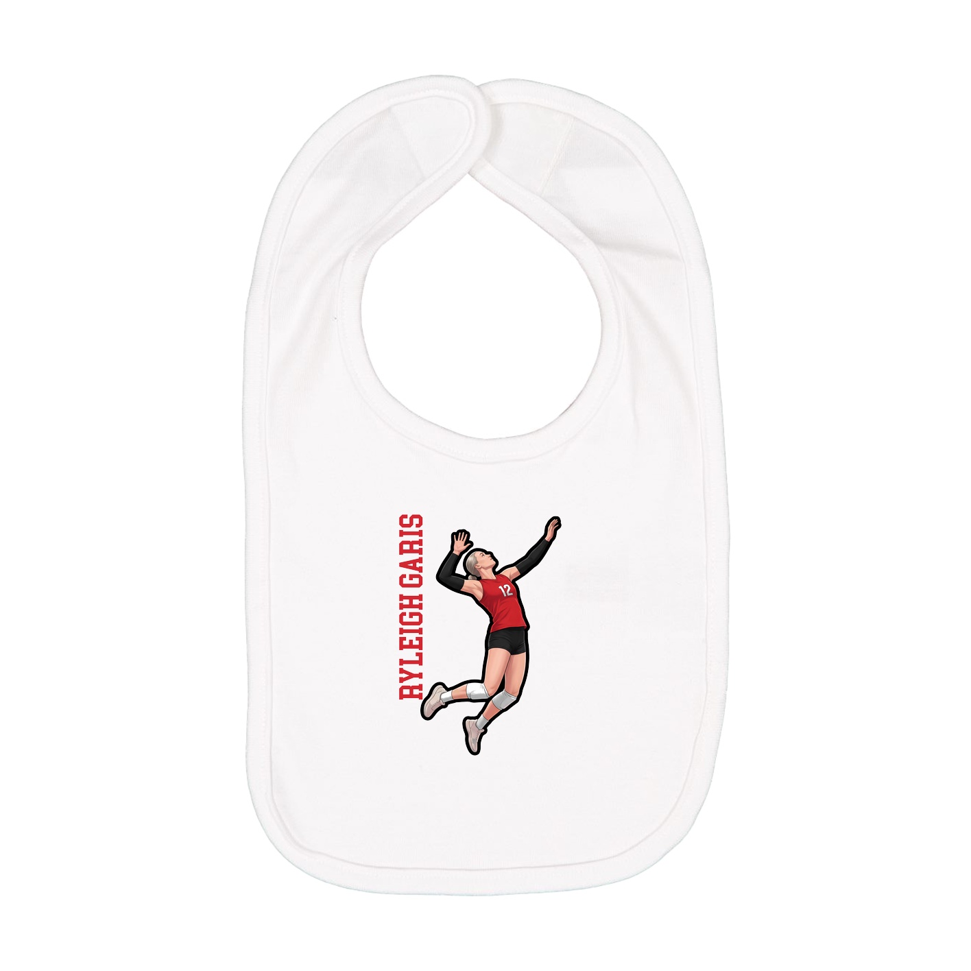 Infant Bib — Name Vertical in White