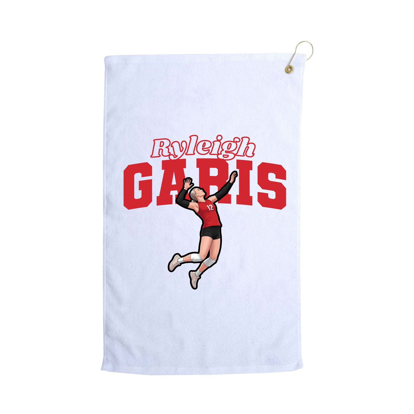 Golf Towel — Name Arch in White
