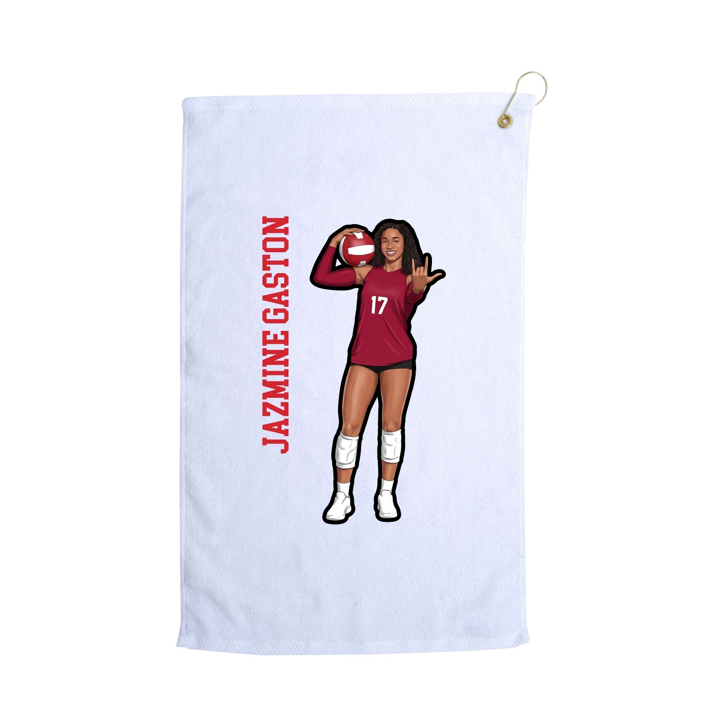 Golf Towel — Name Vertical in White