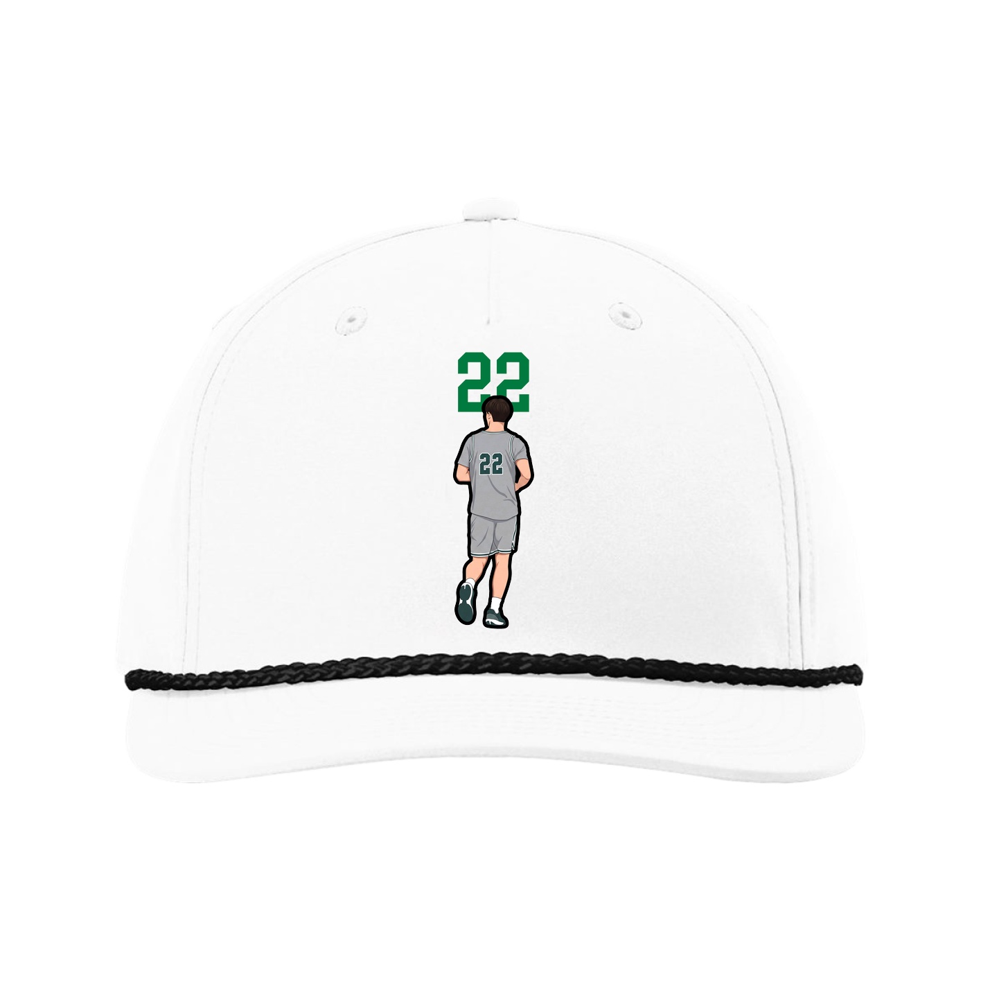 Five-Panel Classic Rope Cap — Number Top in White