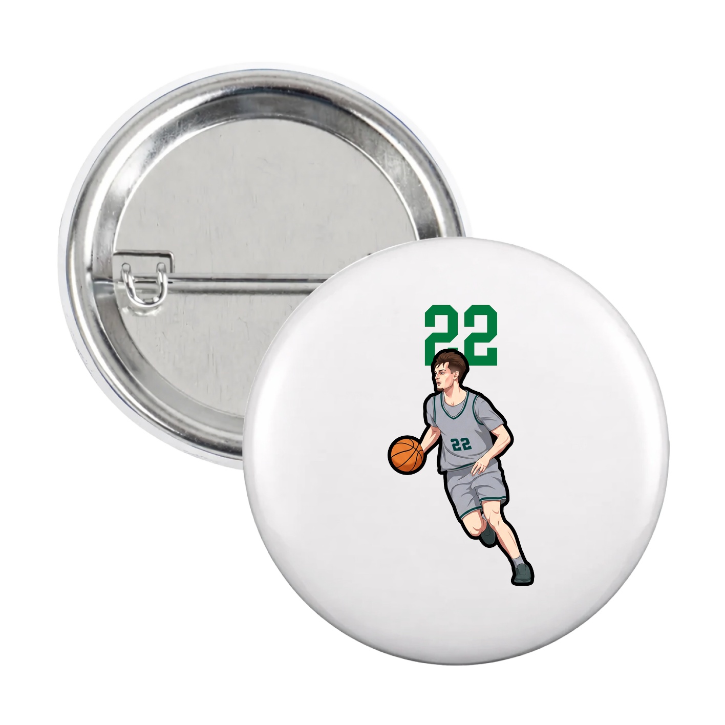 Game Day Button — Number Top in White