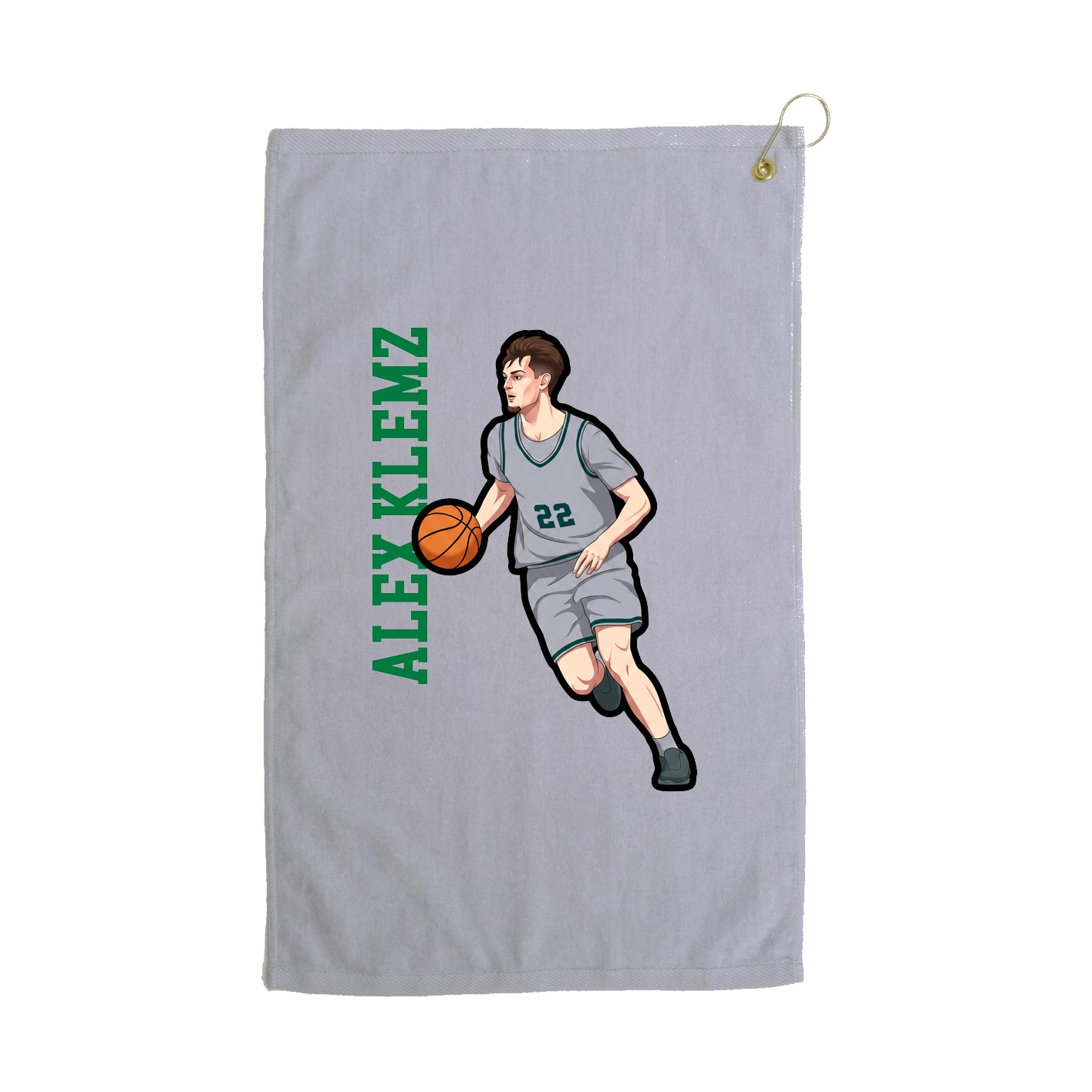 Golf Towel — Name Vertical in Grey
