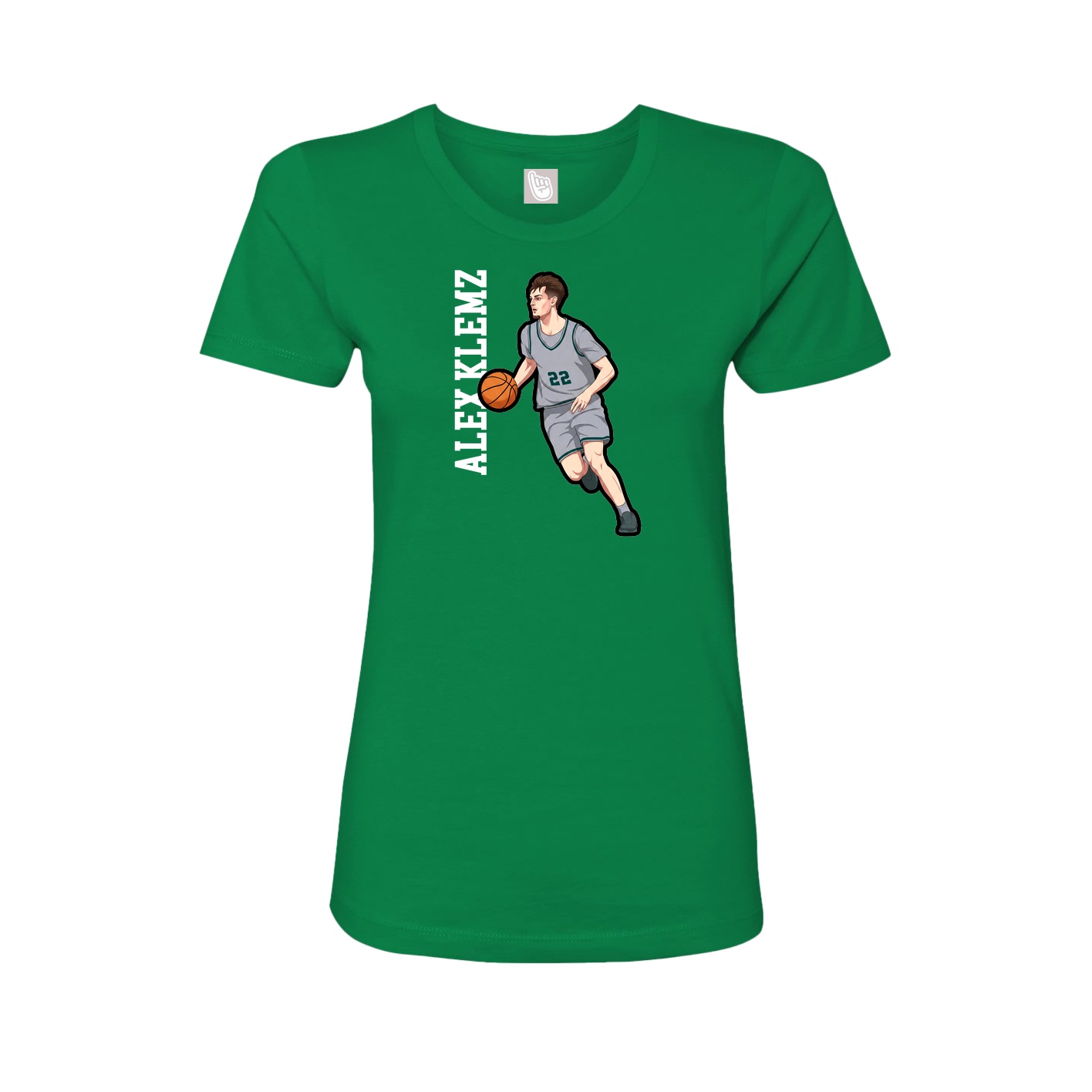Fitted Women's Tee — Name Vertical in Green