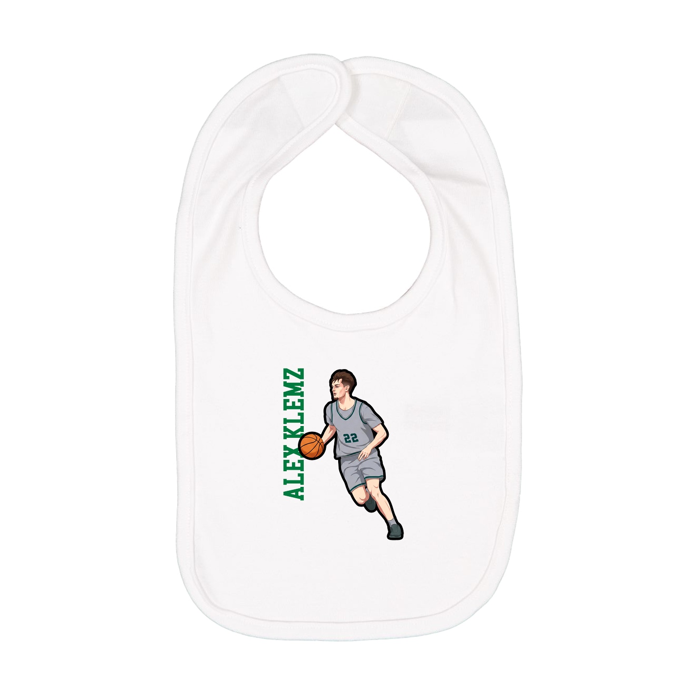 Infant Bib — Name Vertical in White