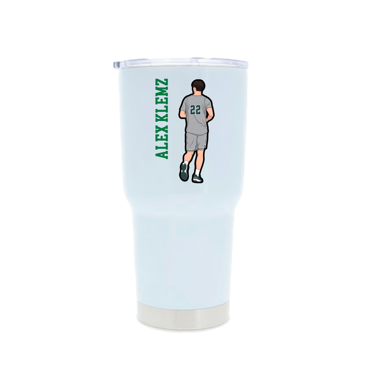 30oz Stainless Steel Tumbler — Name Vertical in White