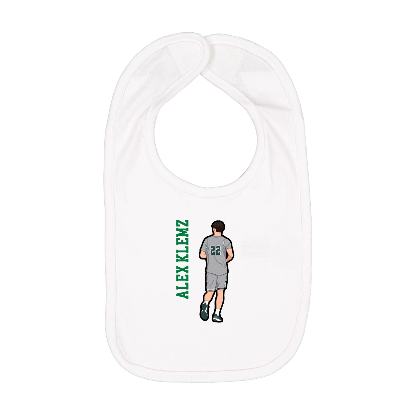 Infant Bib — Name Vertical in White