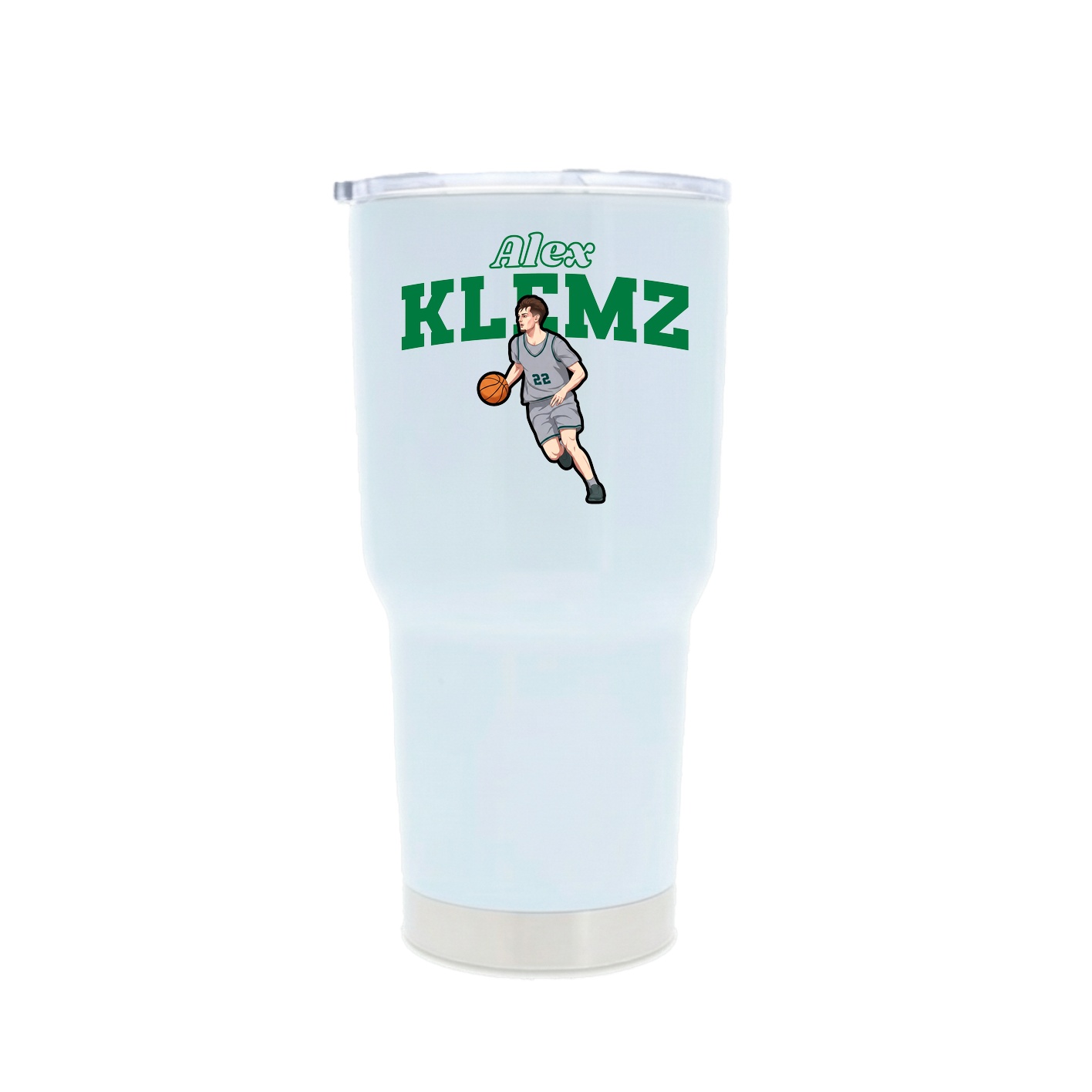 30oz Stainless Steel Tumbler — Name Arch in White
