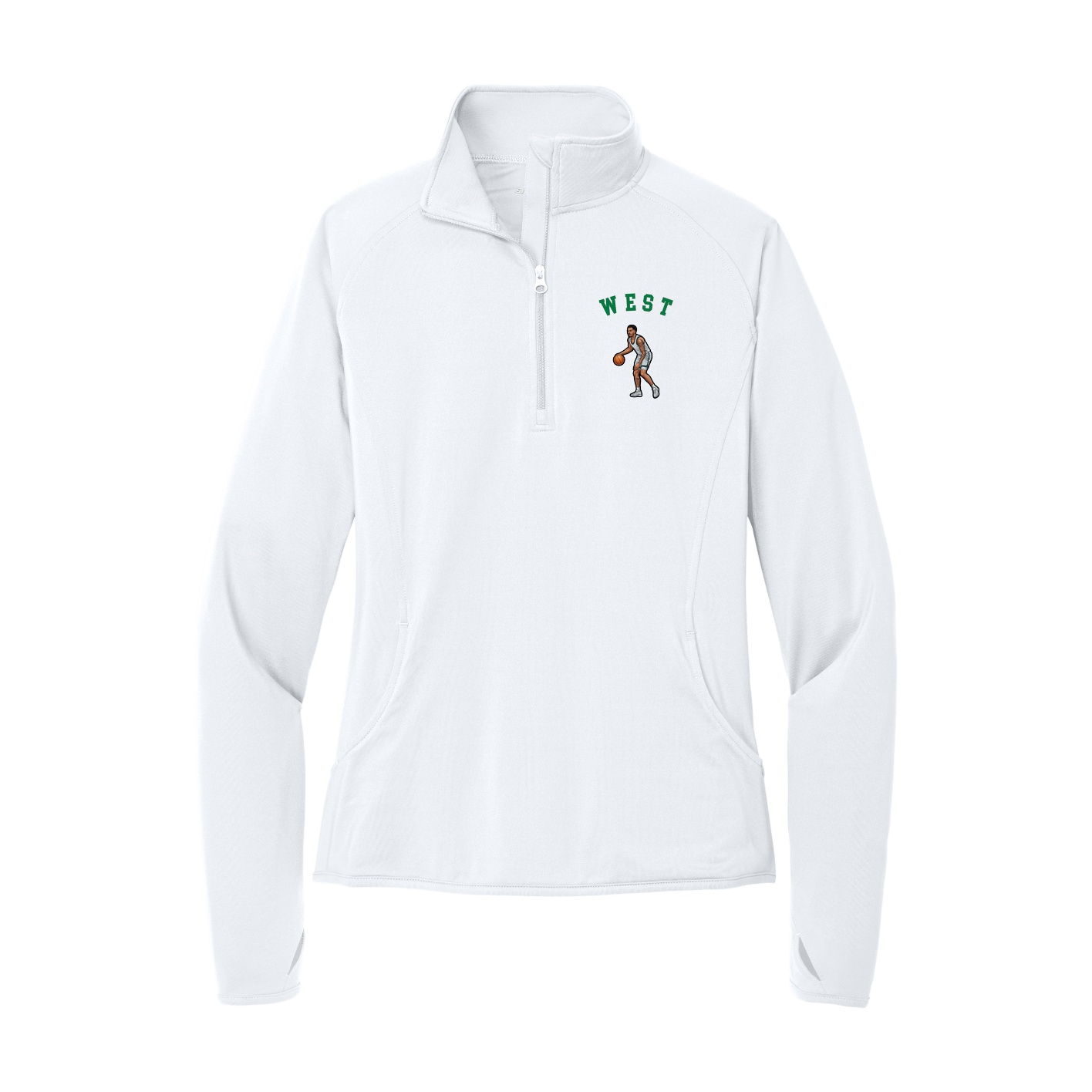 Women's Q-Zip Pullover — Shirsey Arch in White