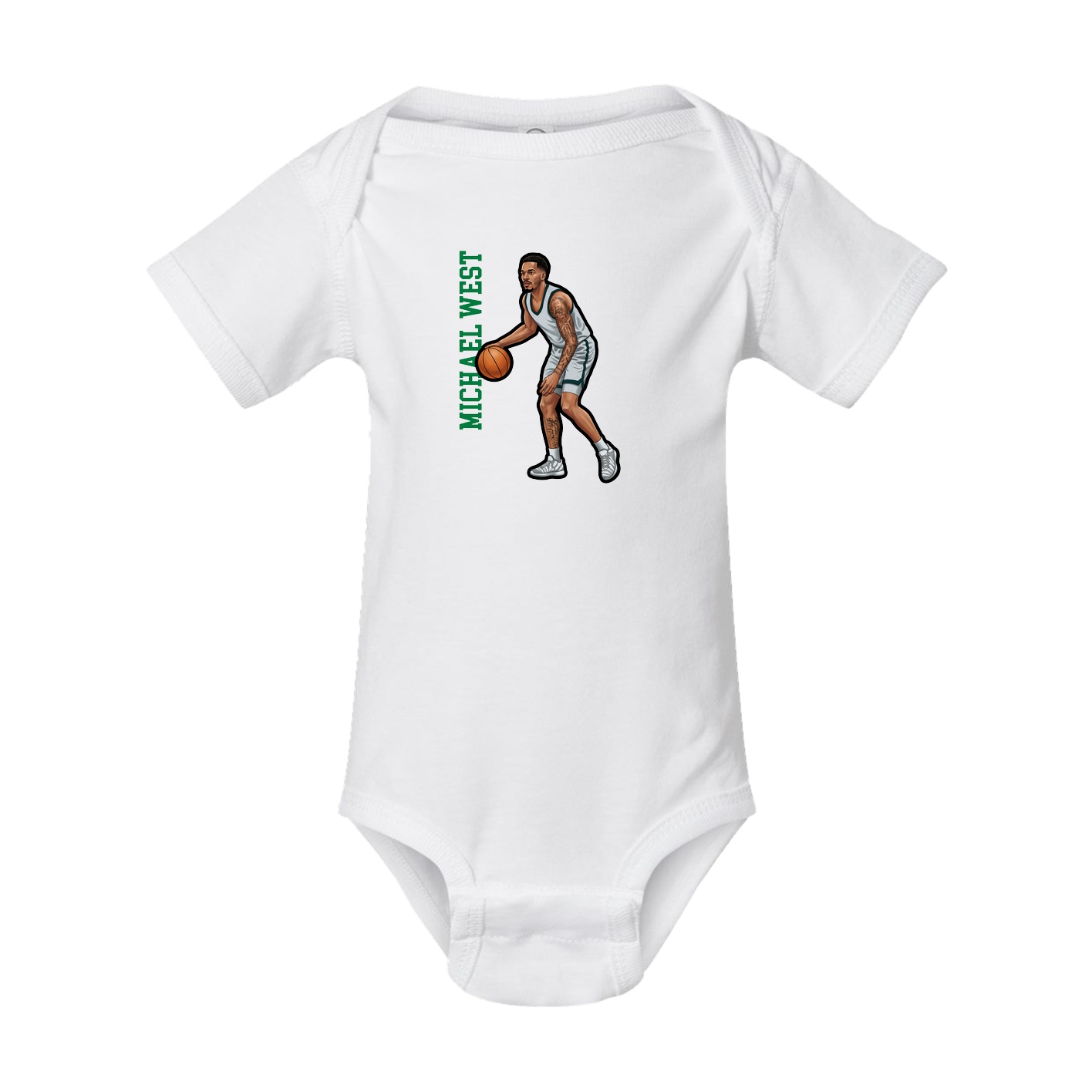 Baby Onesie — Name Vertical in White