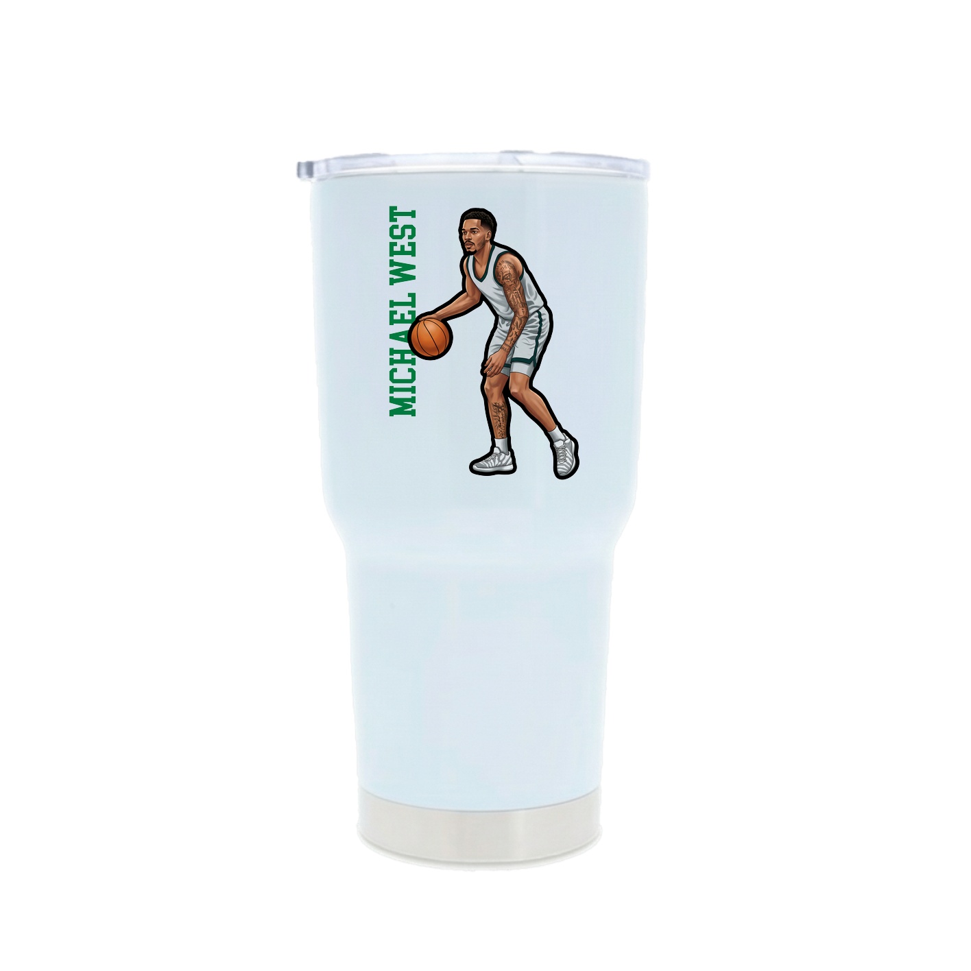 30oz Stainless Steel Tumbler — Name Vertical in White