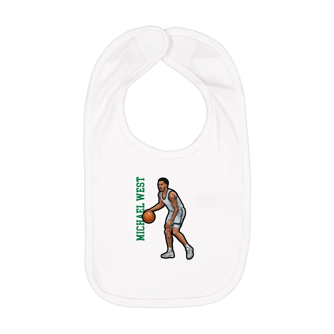 Infant Bib — Name Vertical in White