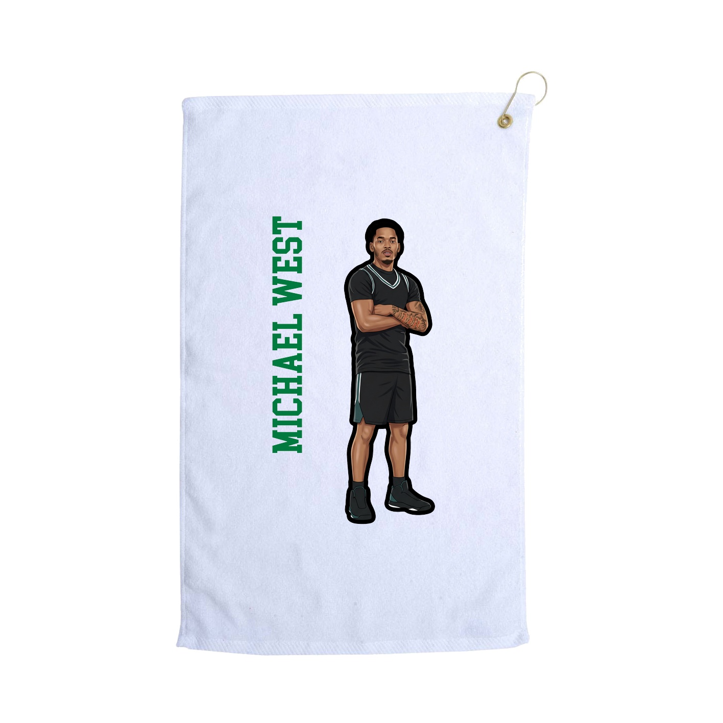 Golf Towel — Name Vertical in White