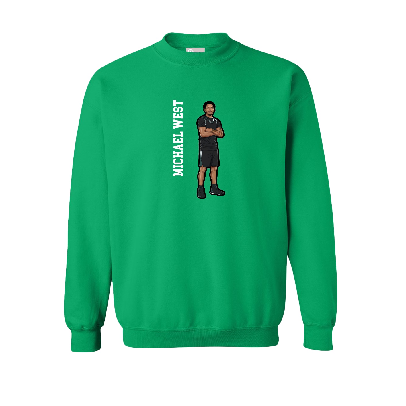 Fleece Crew — Name Vertical in Green
