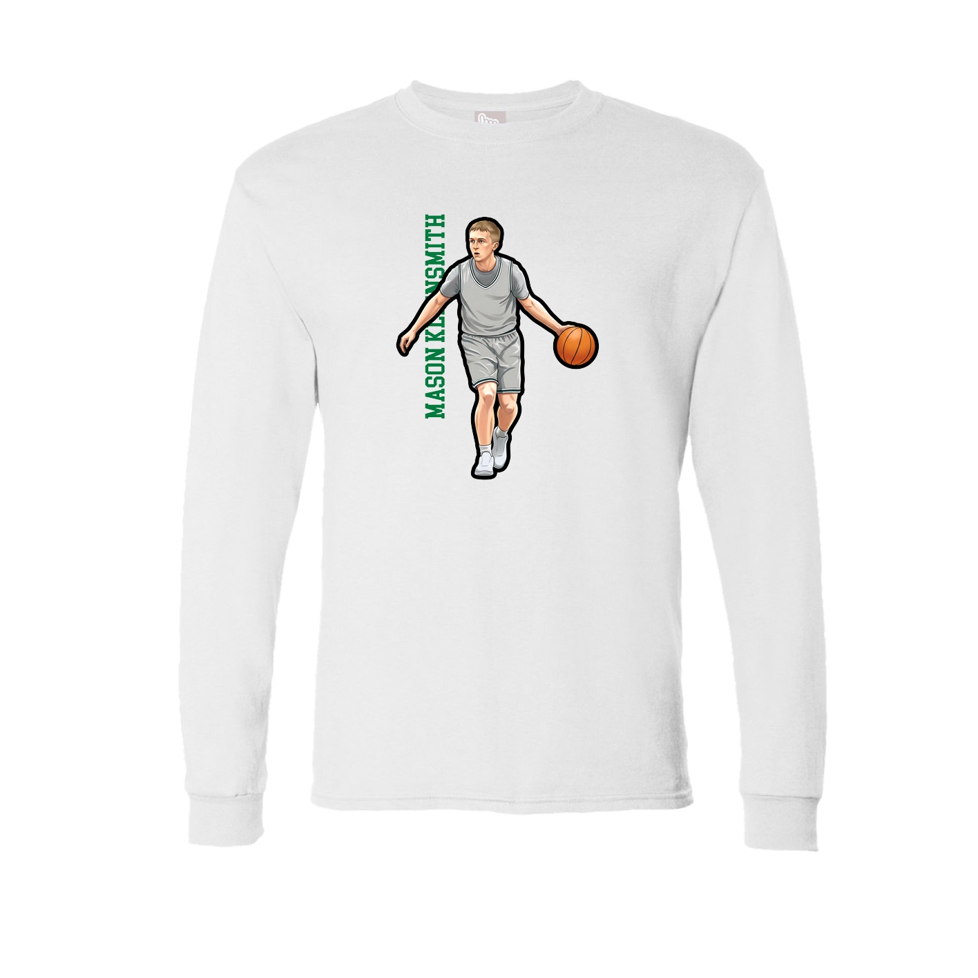 Long Sleeve Tee — Name Vertical in White