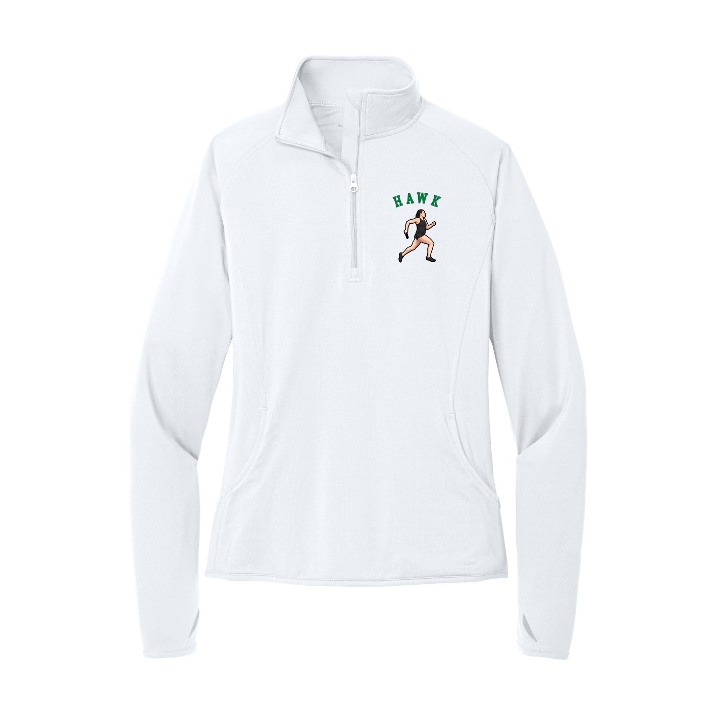 Women's Q-Zip Pullover — Shirsey Arch in White