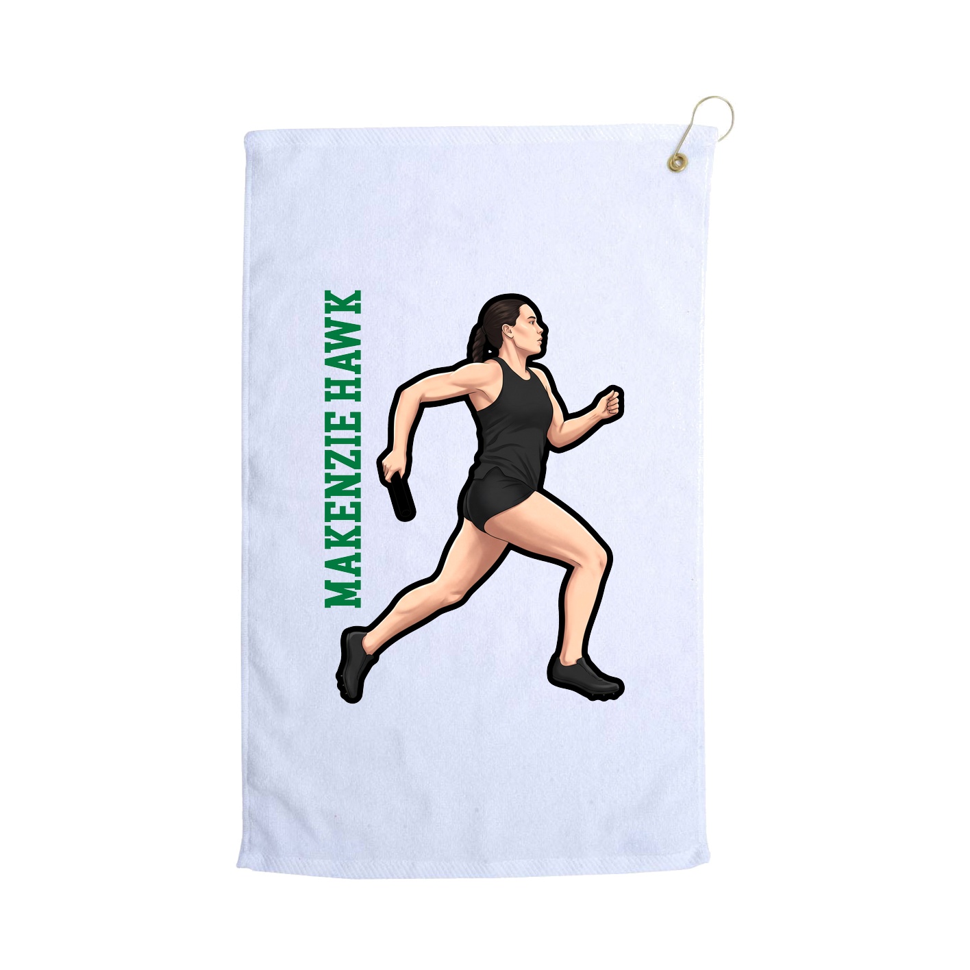 Golf Towel — Name Vertical in White