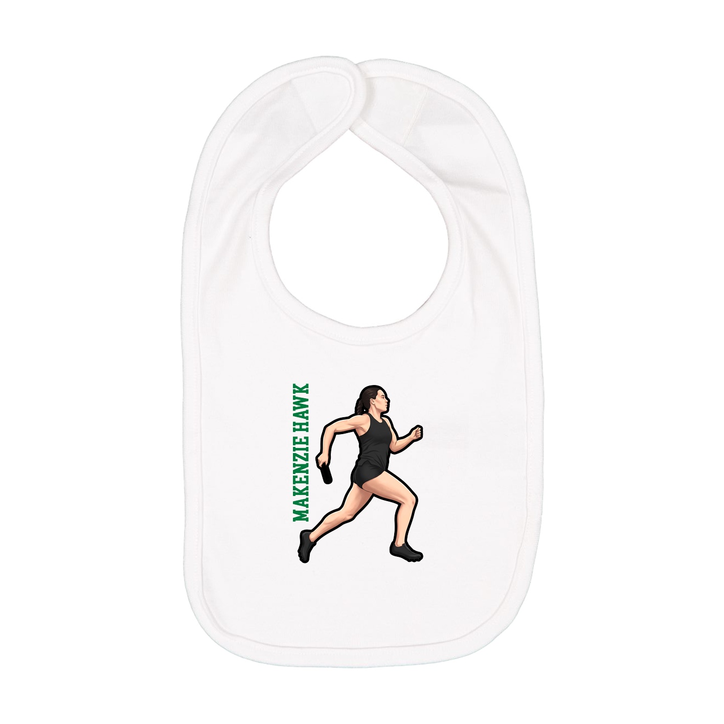 Infant Bib — Name Vertical in White