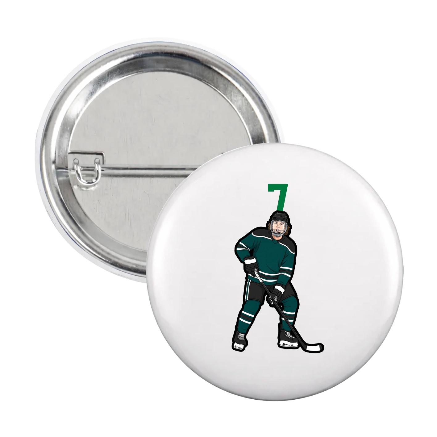 Game Day Button — Number Top in White