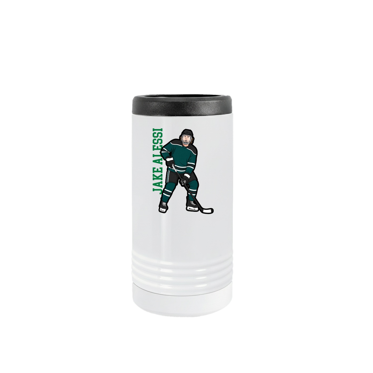 Slim Beverage Holder — Name Vertical in White