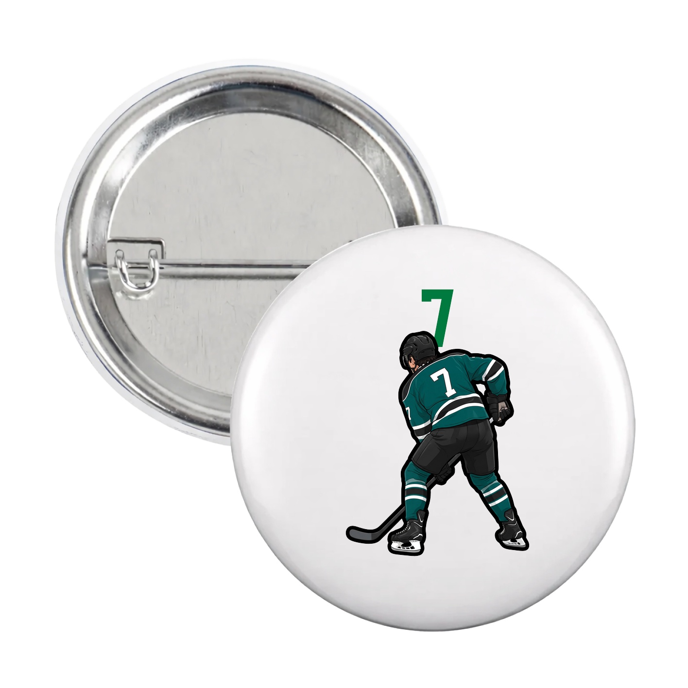 Game Day Button — Number Top in White