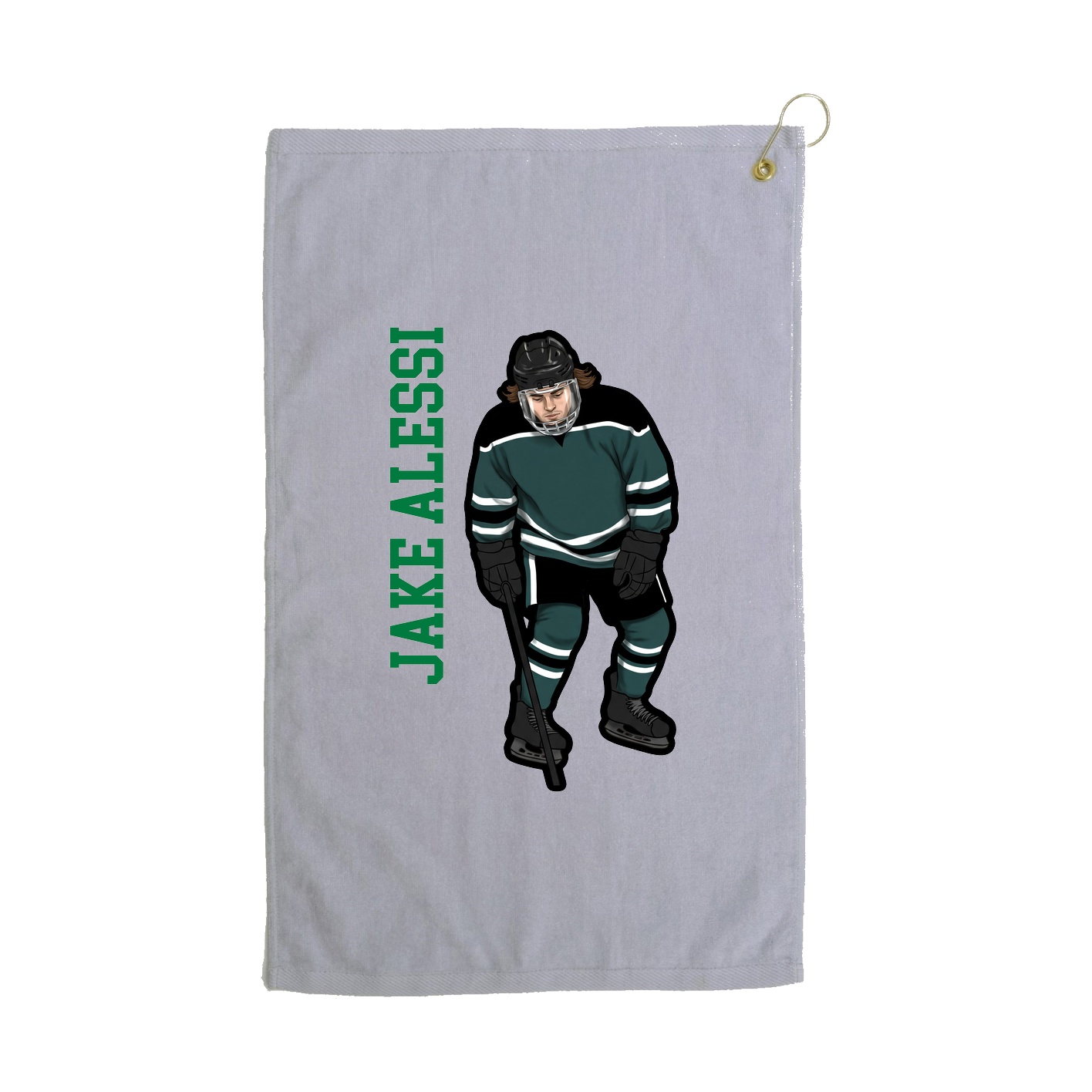 Golf Towel — Name Vertical in Grey