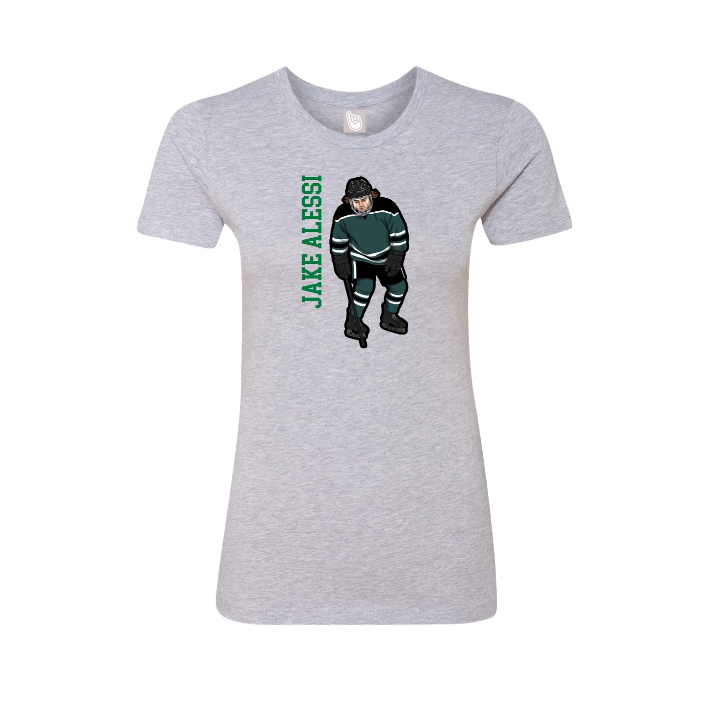 Fitted Women's Tee — Name Vertical in Grey