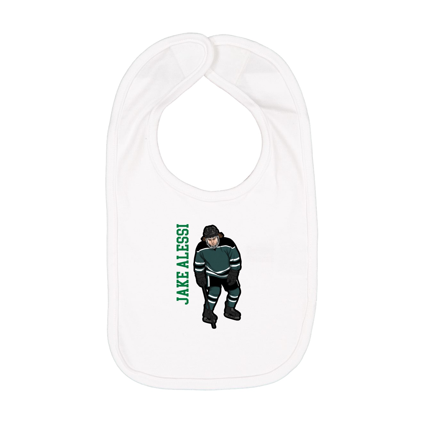 Infant Bib — Name Vertical in White